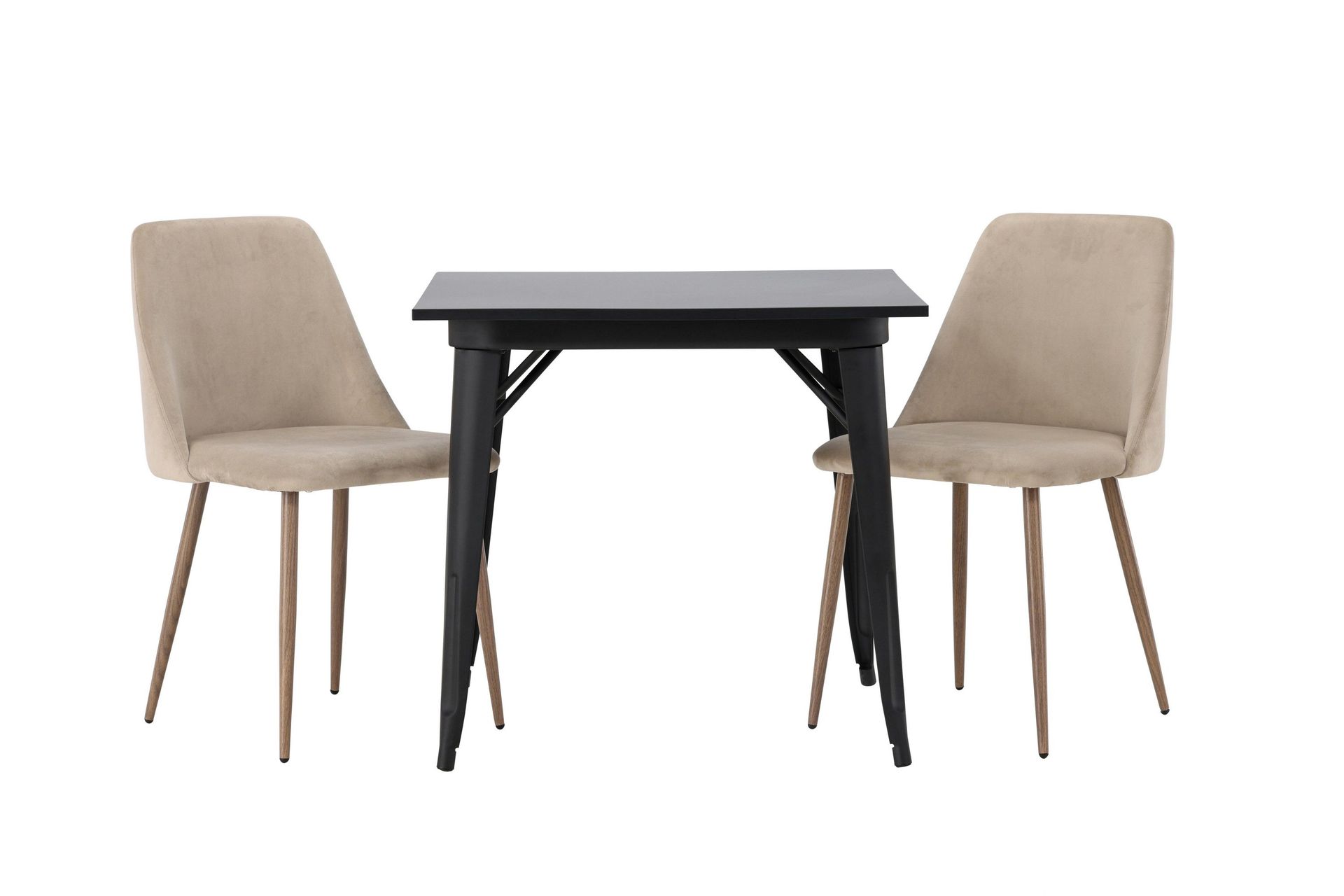 Tempe Matgrupp 80 cm Rektangul&auml;r med 2 Night Stolar - Svart