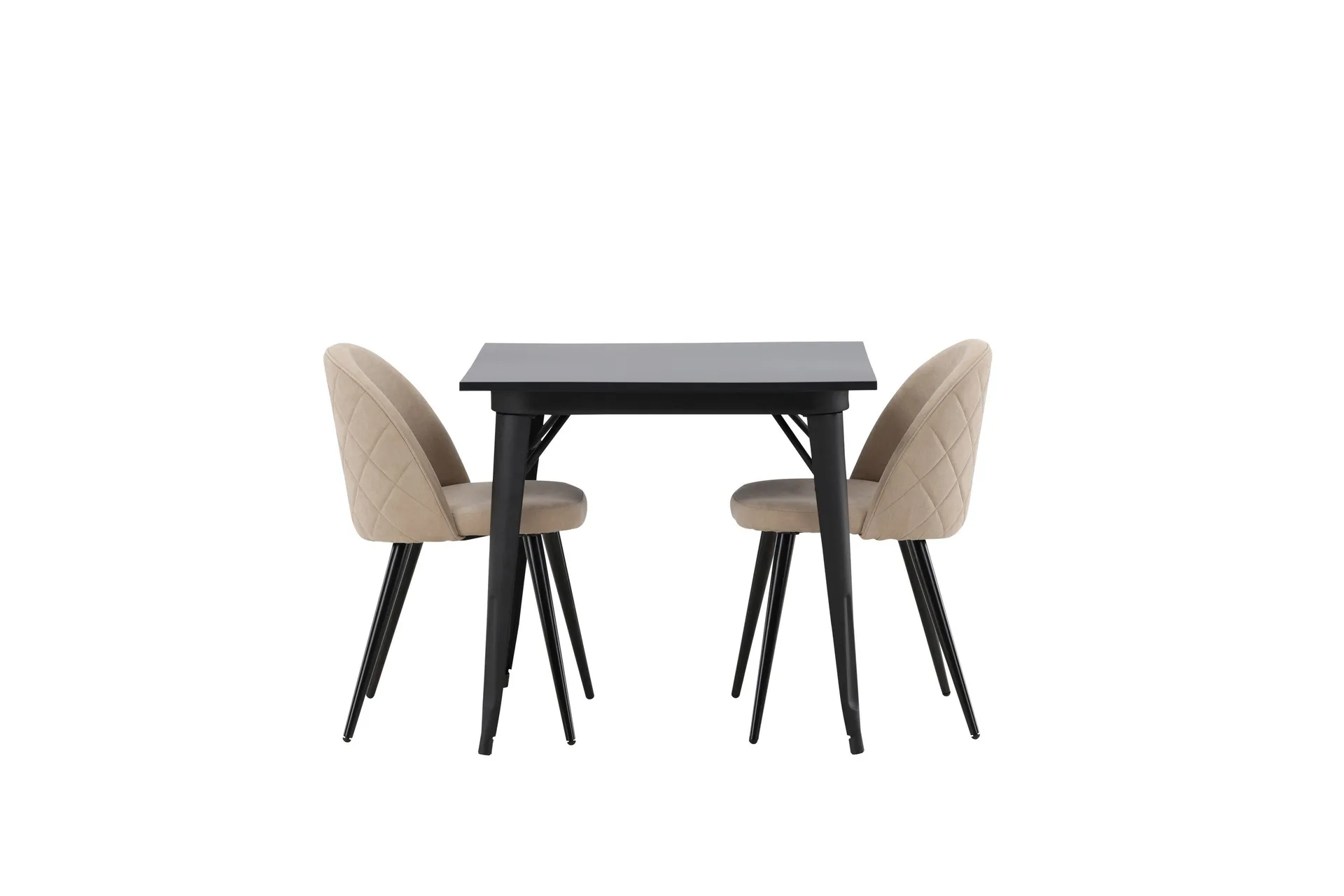 Tempe Matgrupp 80 cm Rektangul&auml;r med 2 Velvet stolar - Beige