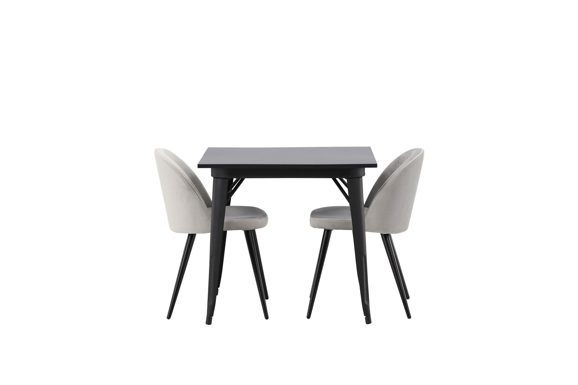 Tempe Matgrupp 80 cm Rektangul&auml;r med 2 Velvet stolar - Svart