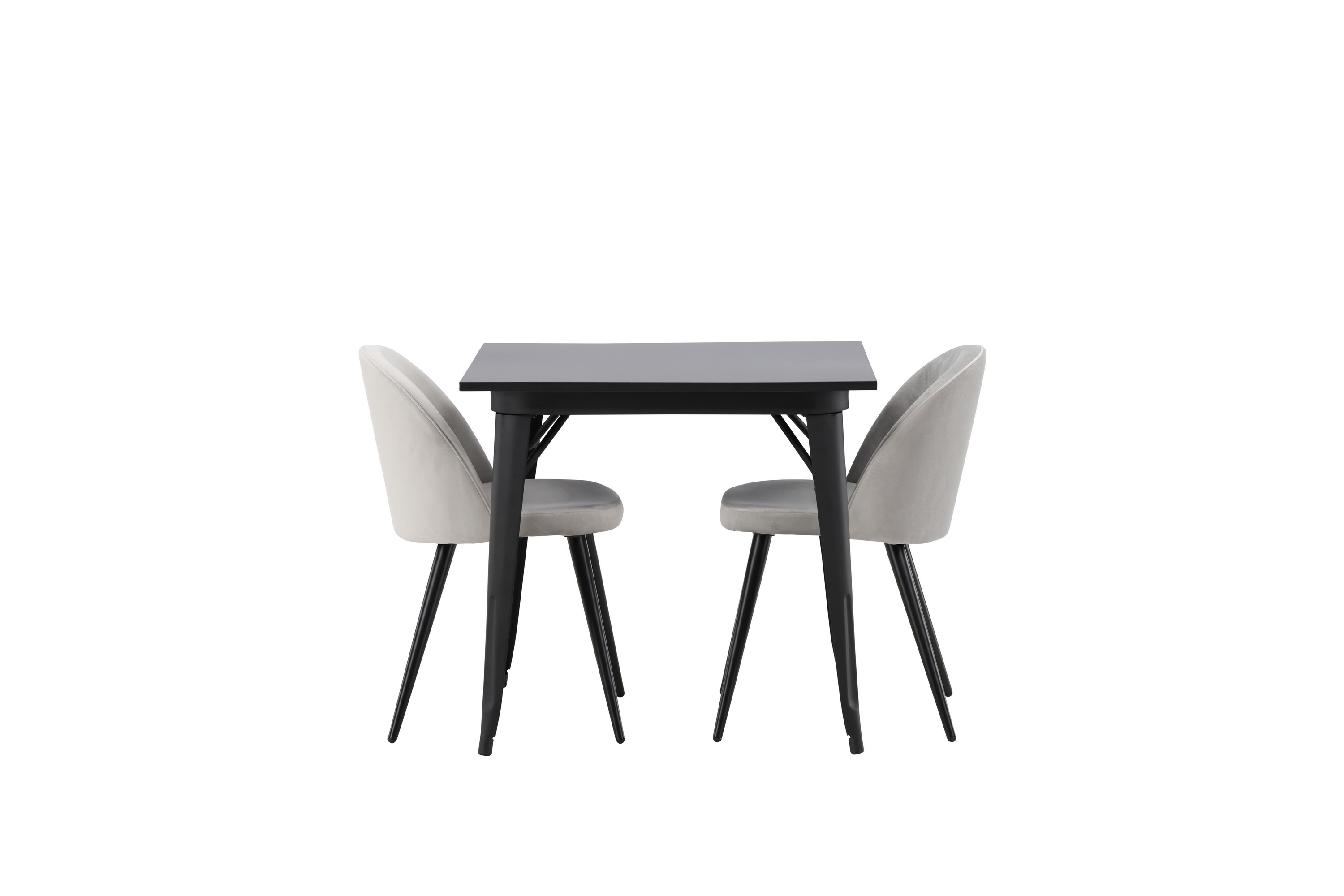 Tempe Matgrupp 80 cm Rektangulär med 2 Velvet stolar Svart