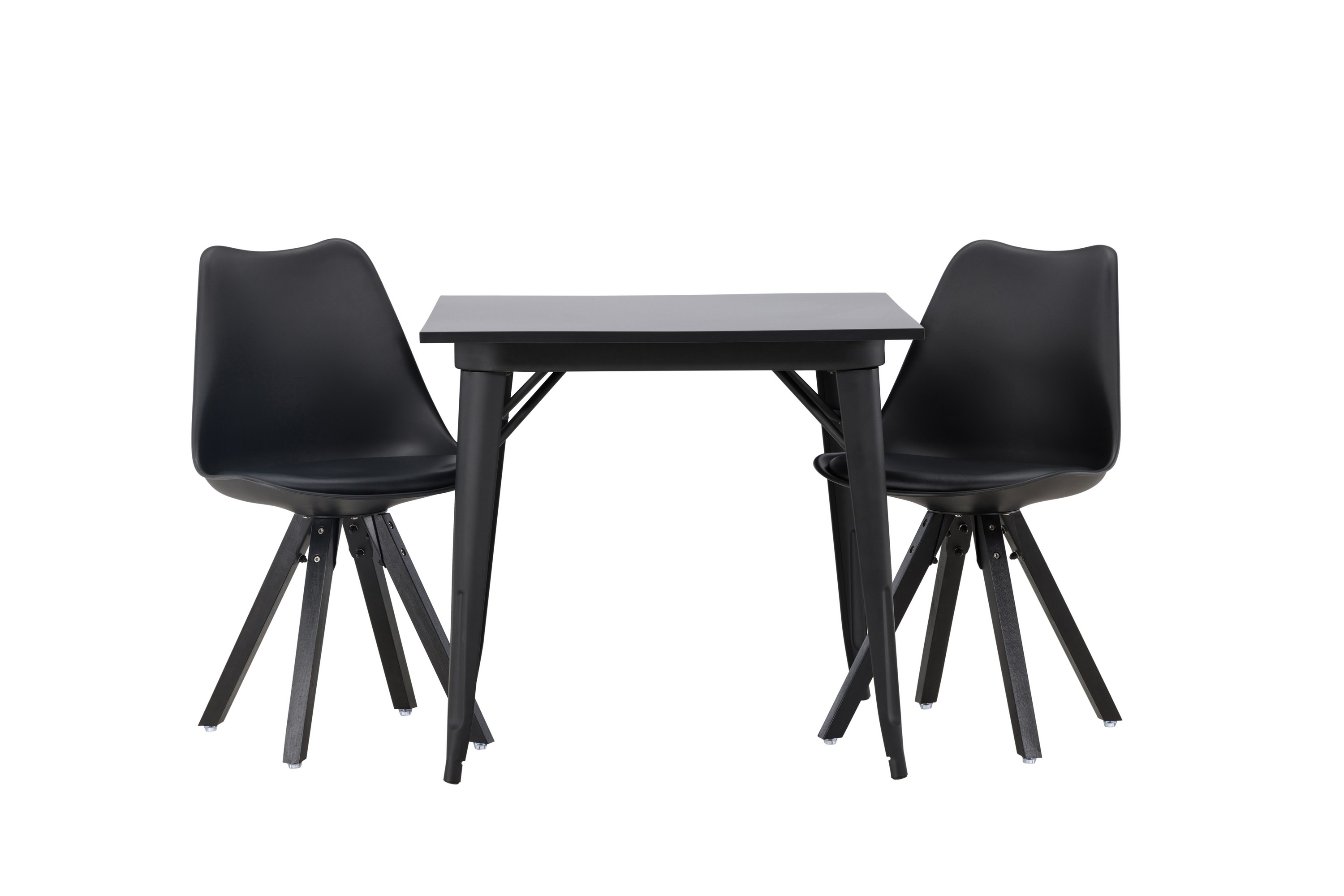 Tempe Matgrupp 80 cm Rektangulär med 2 Zeno stolar Svart