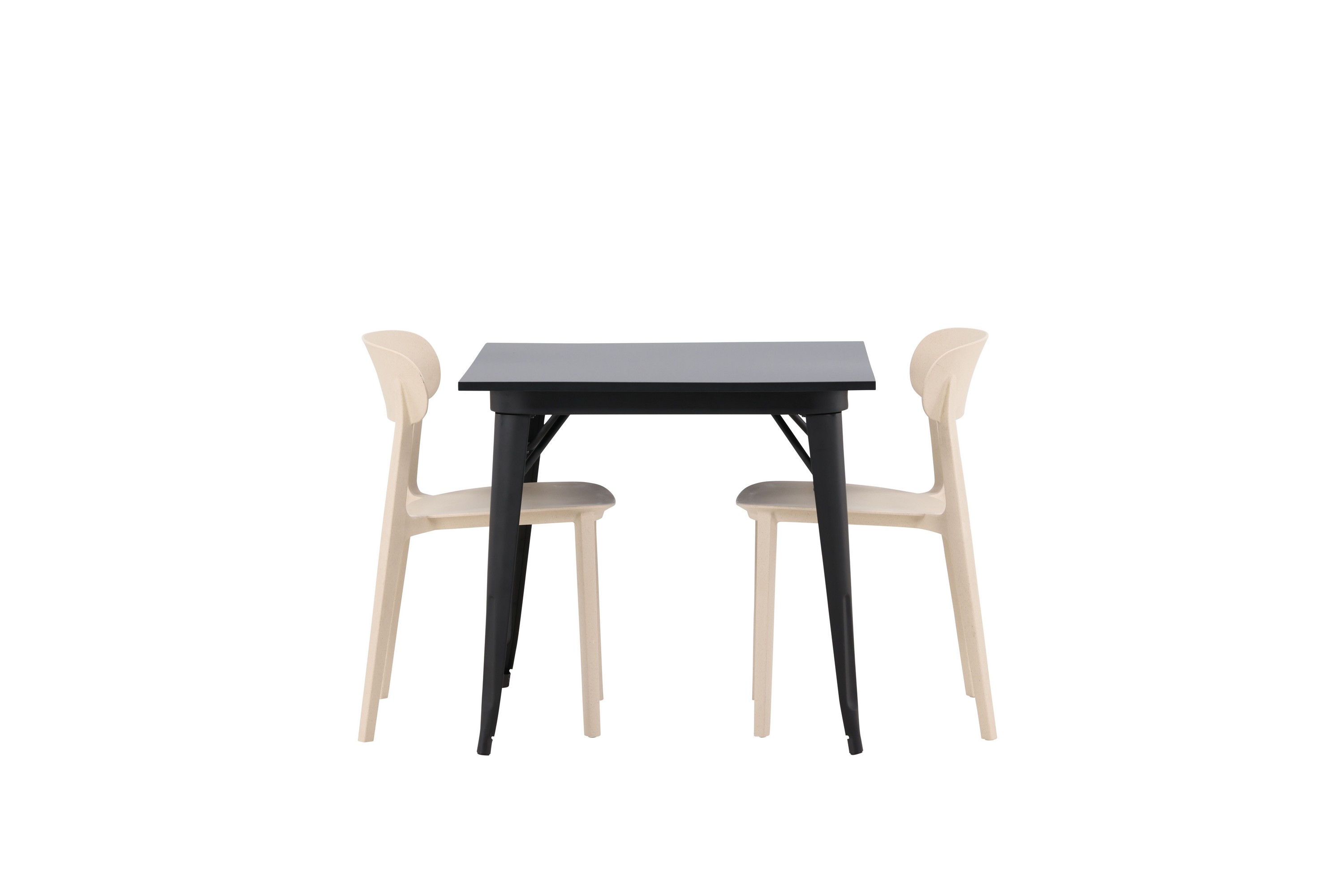 Tempe Matgrupp 80 cm Rektangulär med 2 stol stolar Svart