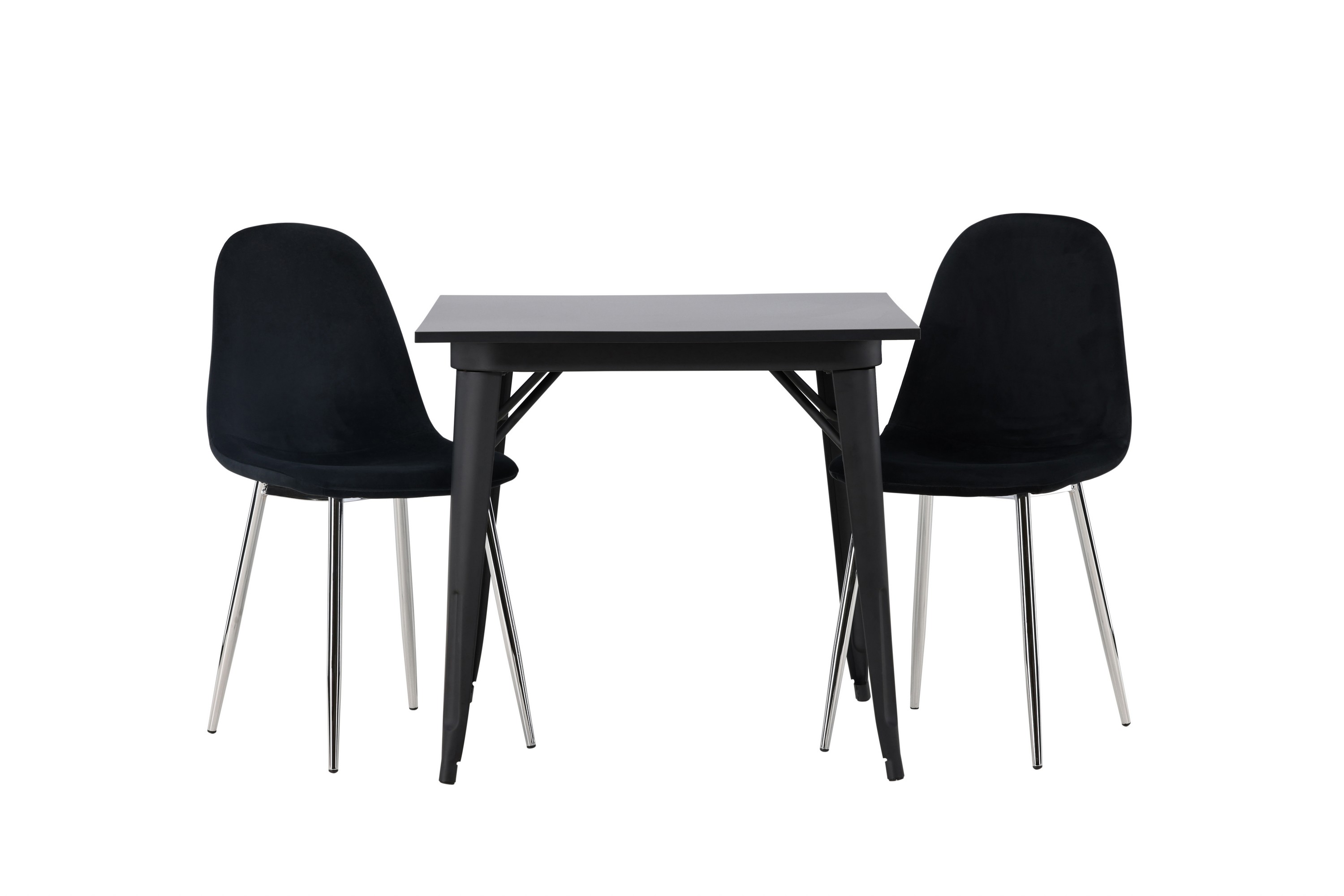 tempe matgrupp 80 cm rektangulär med 2 polar stolar - svart