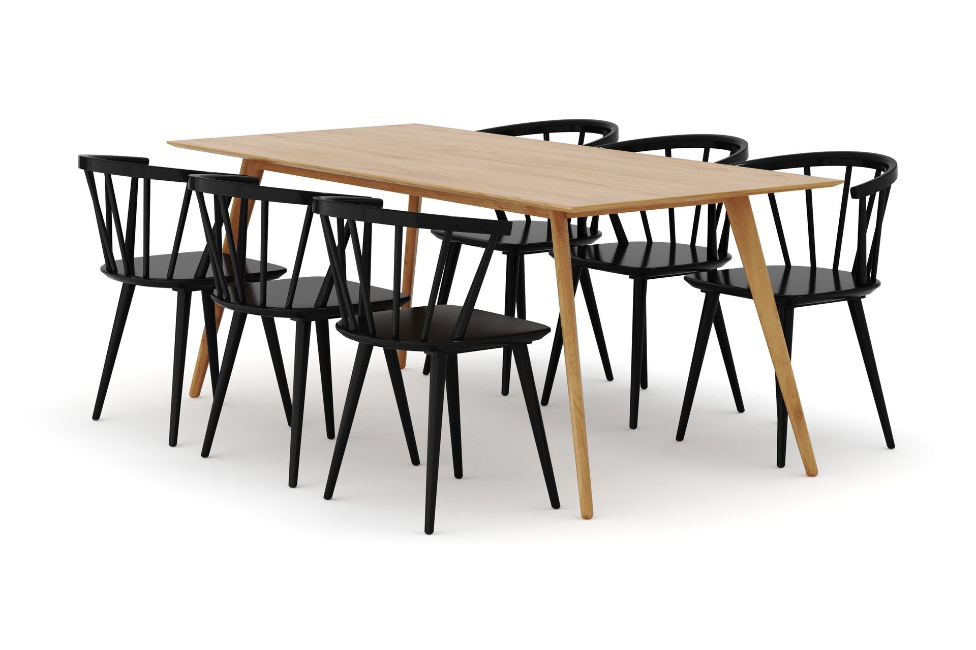 Tyr&ouml; Matgrupp med 6 st Tyr&ouml; Karmstolar - Oak/Black