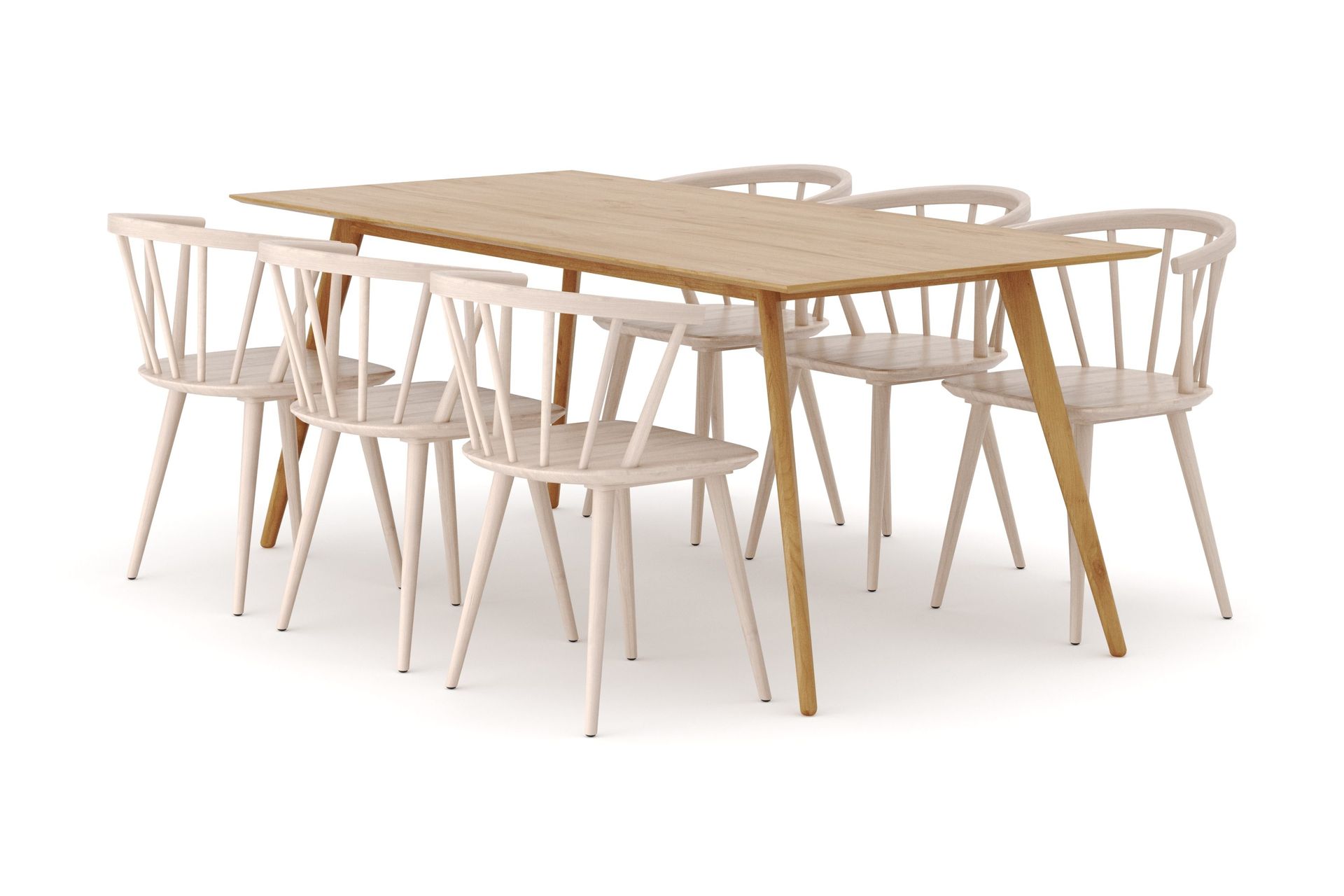 Tyr&ouml; Matgrupp med 6 st Tyr&ouml; Karmstolar - Oak/Whitewash