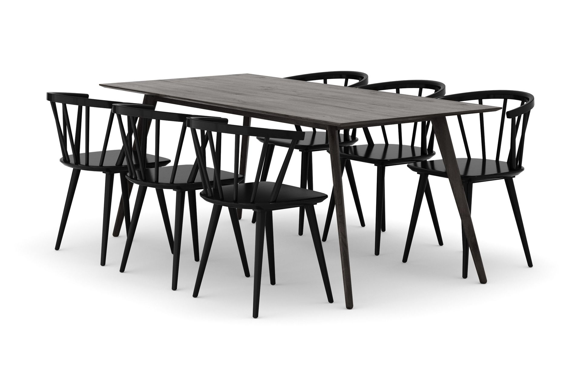 Tyr&ouml; Matgrupp med 6 st Tyr&ouml; Karmstolar - Smoked Oak/Black