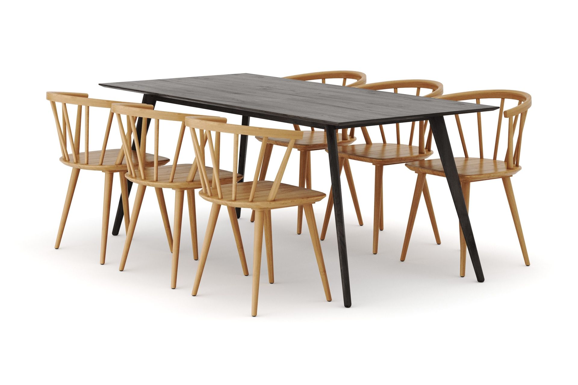 Tyr&ouml; Matgrupp med 6 st Tyr&ouml; Karmstolar - Smoked Oak/Oak