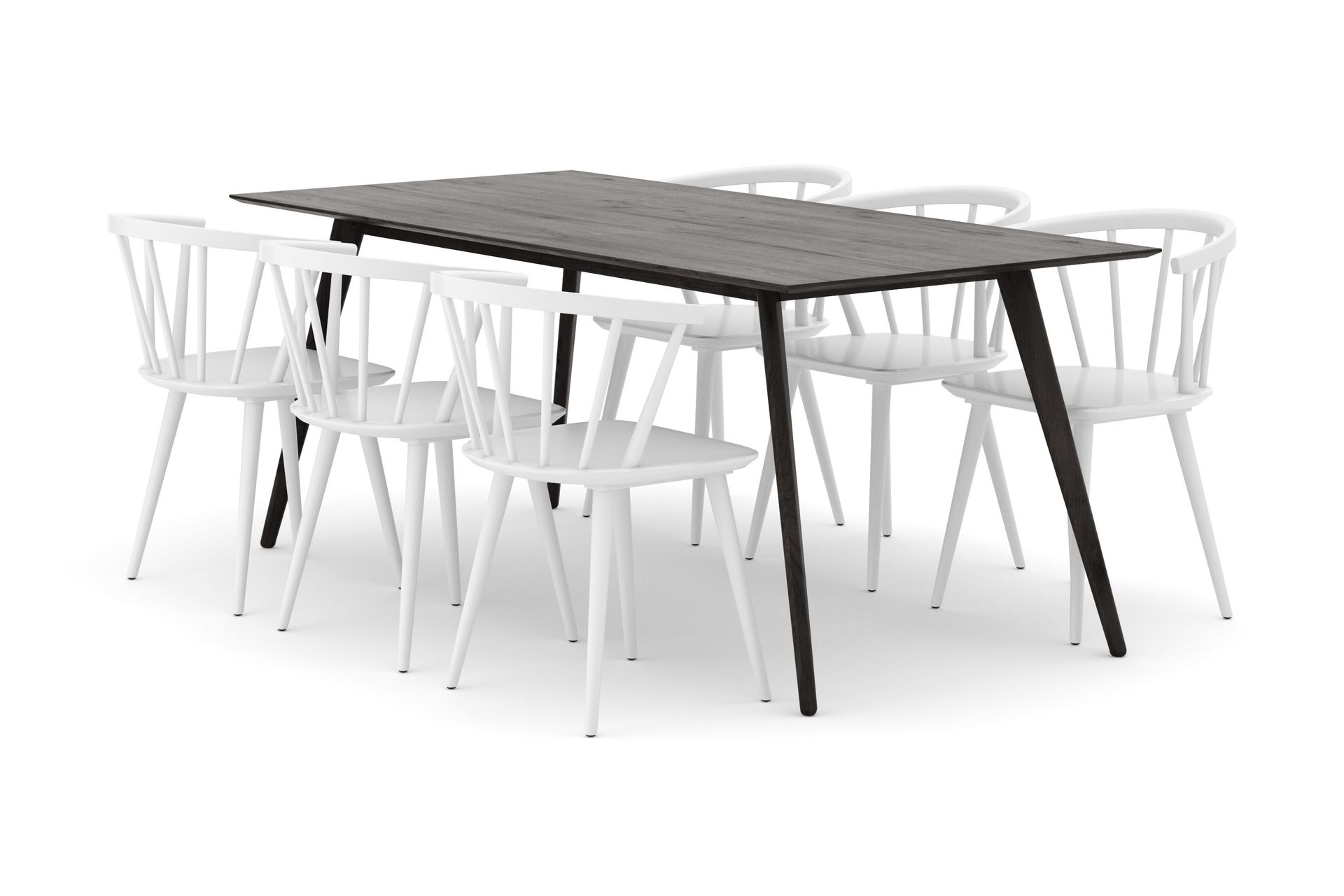 Tyr&ouml; Matgrupp med 6 st Tyr&ouml; Karmstolar - Smoked Oak/White