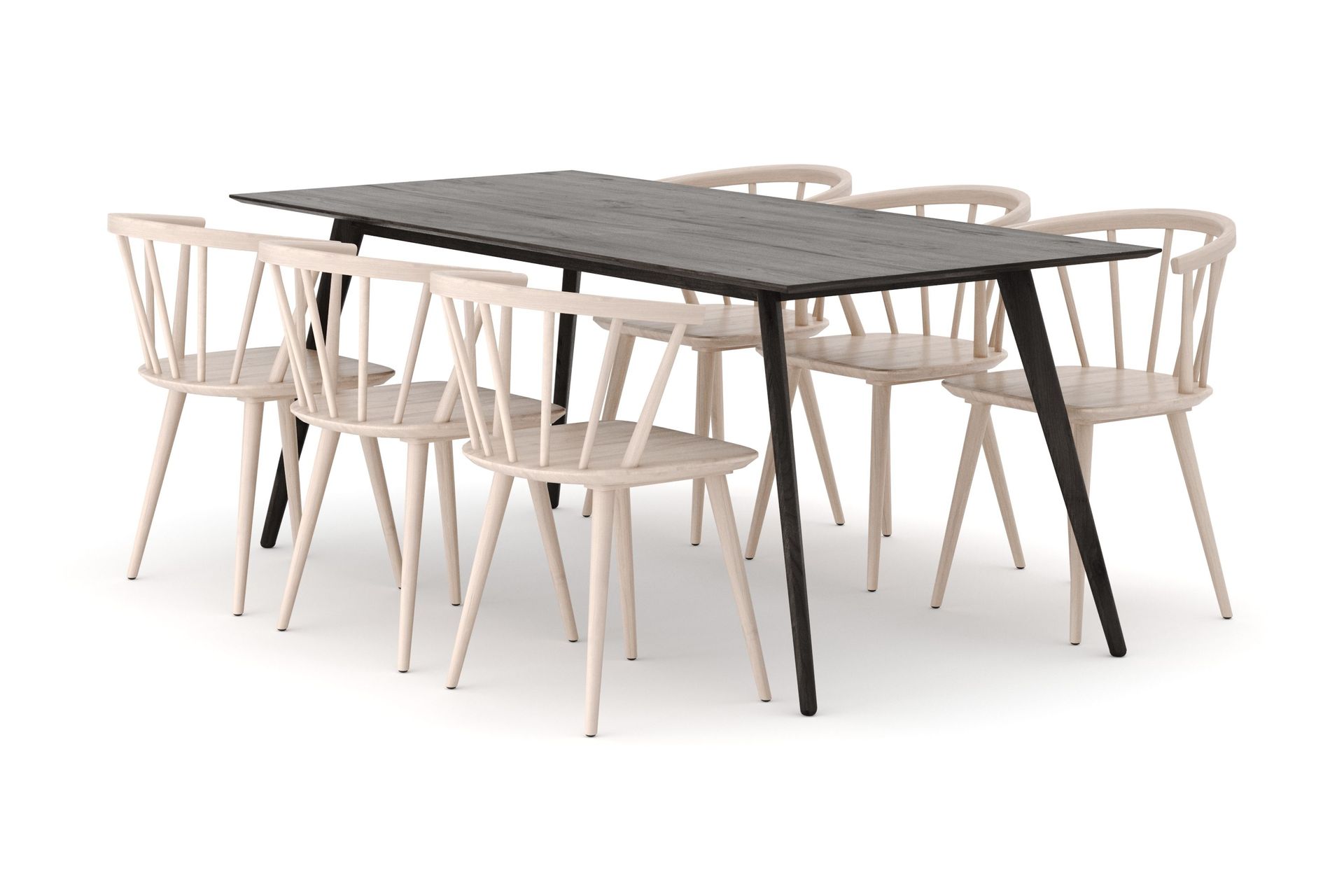 Tyr&ouml; Matgrupp med 6 st Tyr&ouml; Karmstolar - Smoked Oak/Whitewash