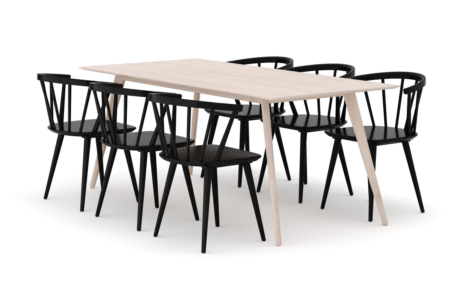 Tyr&ouml; Matgrupp med 6 st Tyr&ouml; Karmstolar - Whitewash/Black