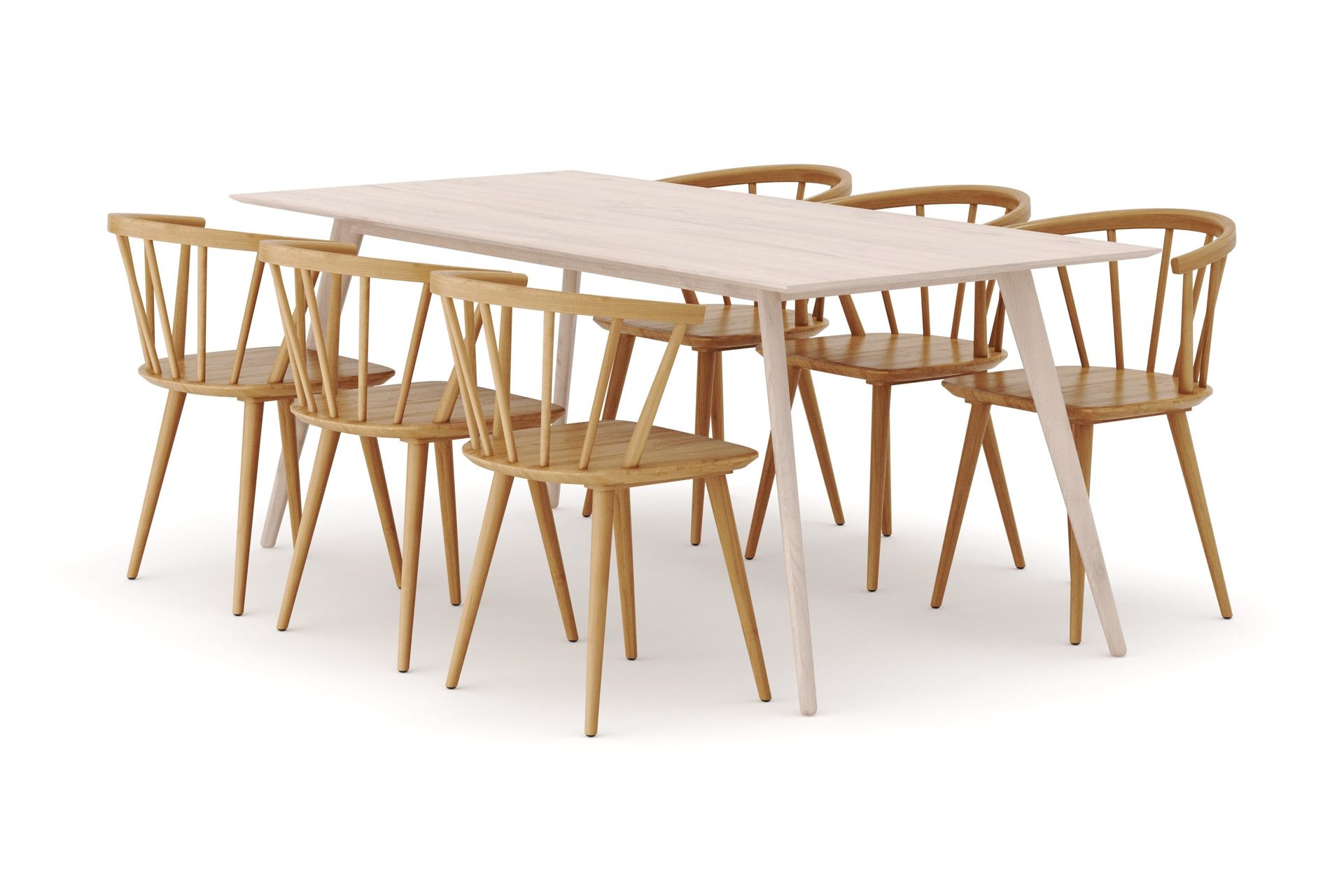 Tyr&ouml; Matgrupp med 6 st Tyr&ouml; Karmstolar - Whitewash/Oak