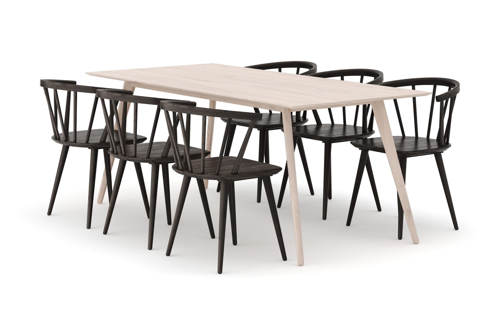 Tyr&ouml; Matgrupp med 6 st Tyr&ouml; Karmstolar - Whitewash/Smoked Oak