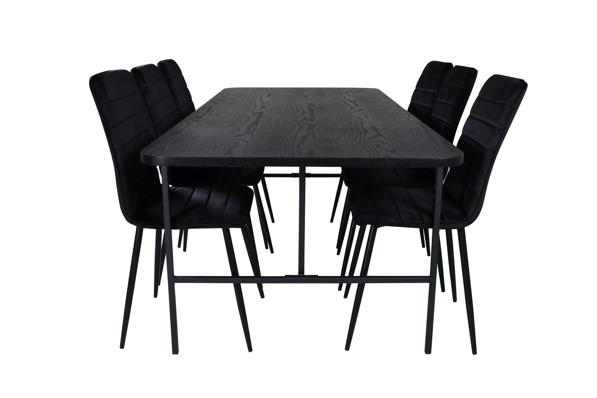 Uno Matgrupp 200 cm Rektangul&auml;r med 6 Windu Lyx stolar - Svart