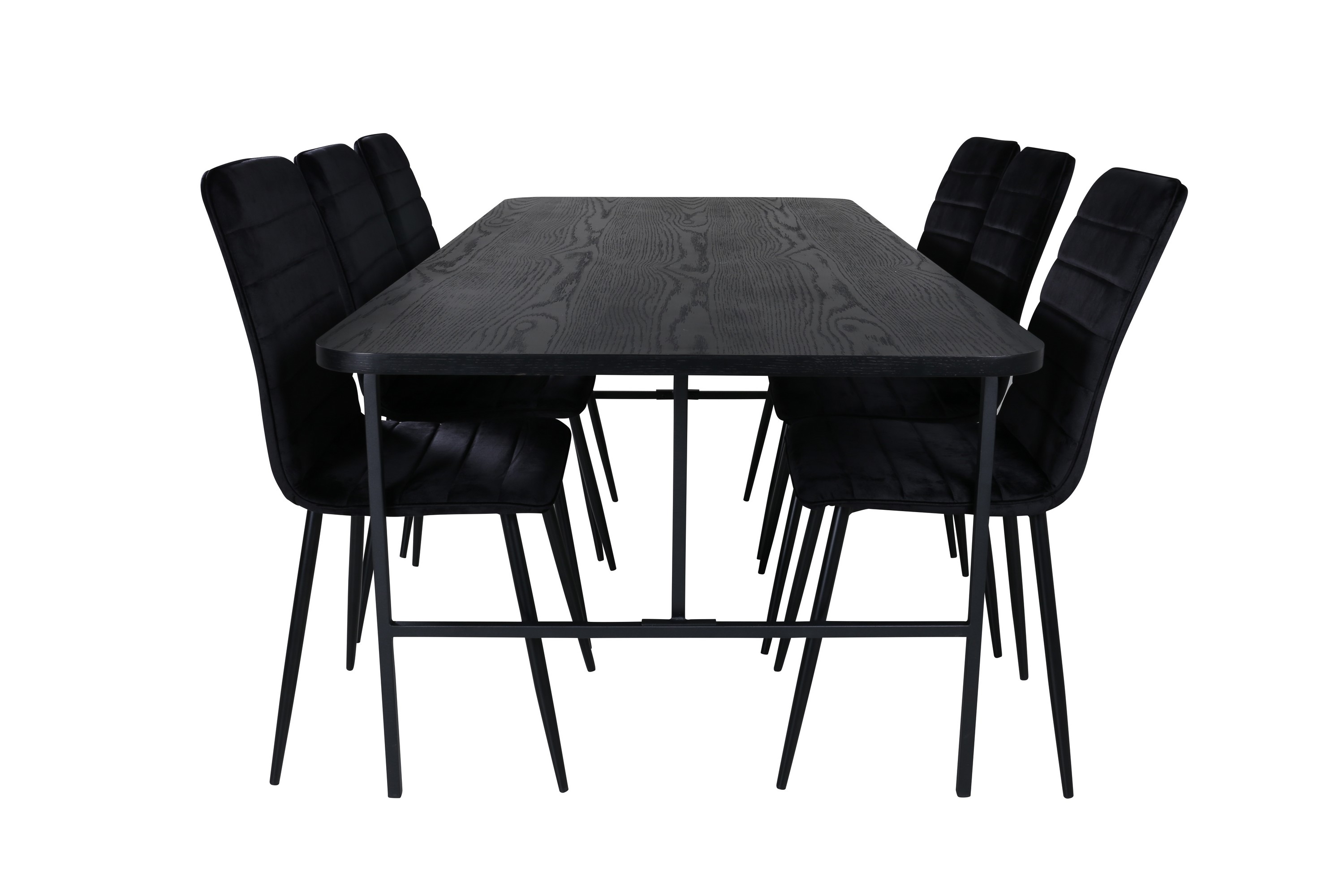 Uno Matgrupp 200 cm Rektangulär med 6 Windu Lyx stolar Svart