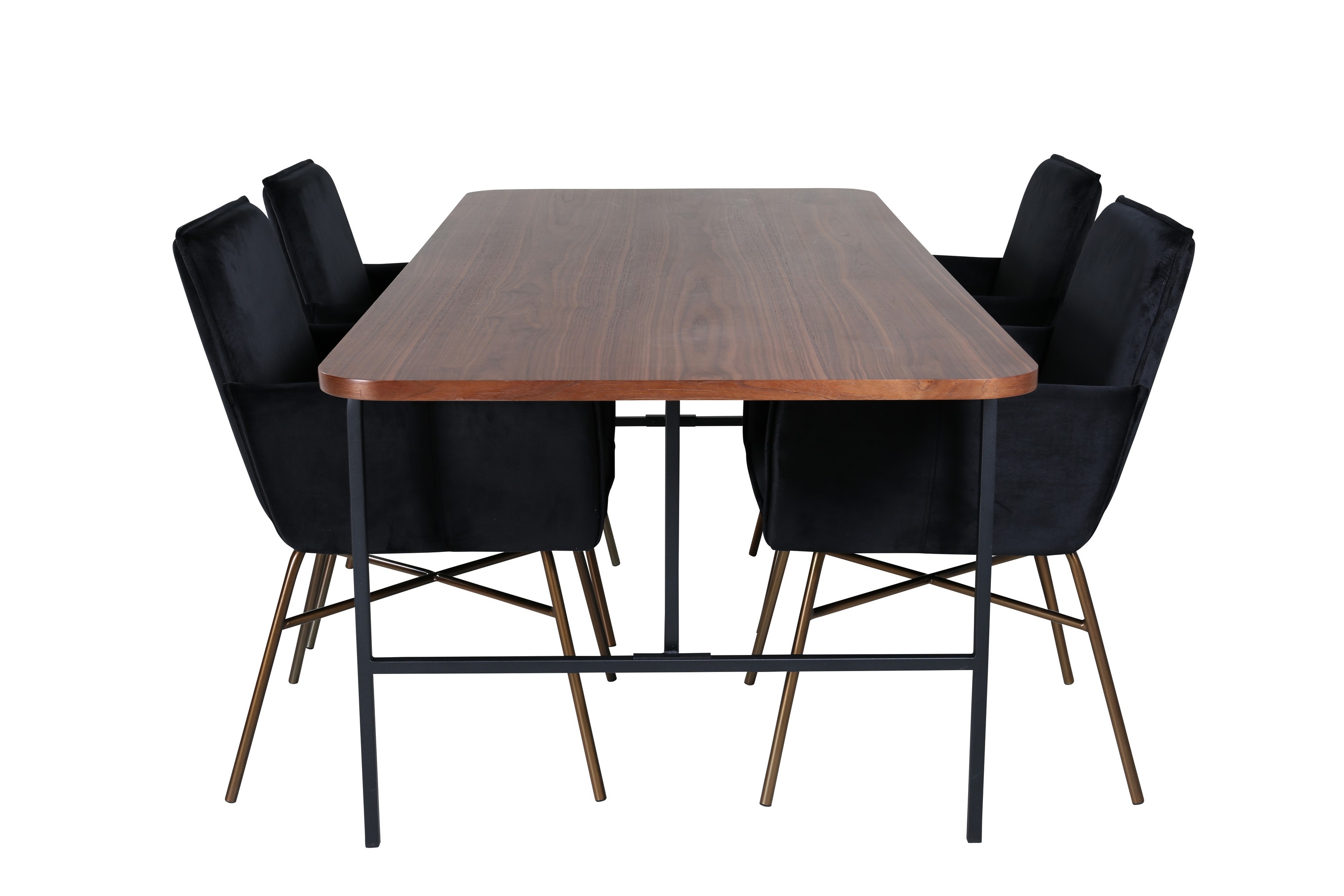 unos matgrupp 200 cm rektangulär med 4 petra stolar - svart