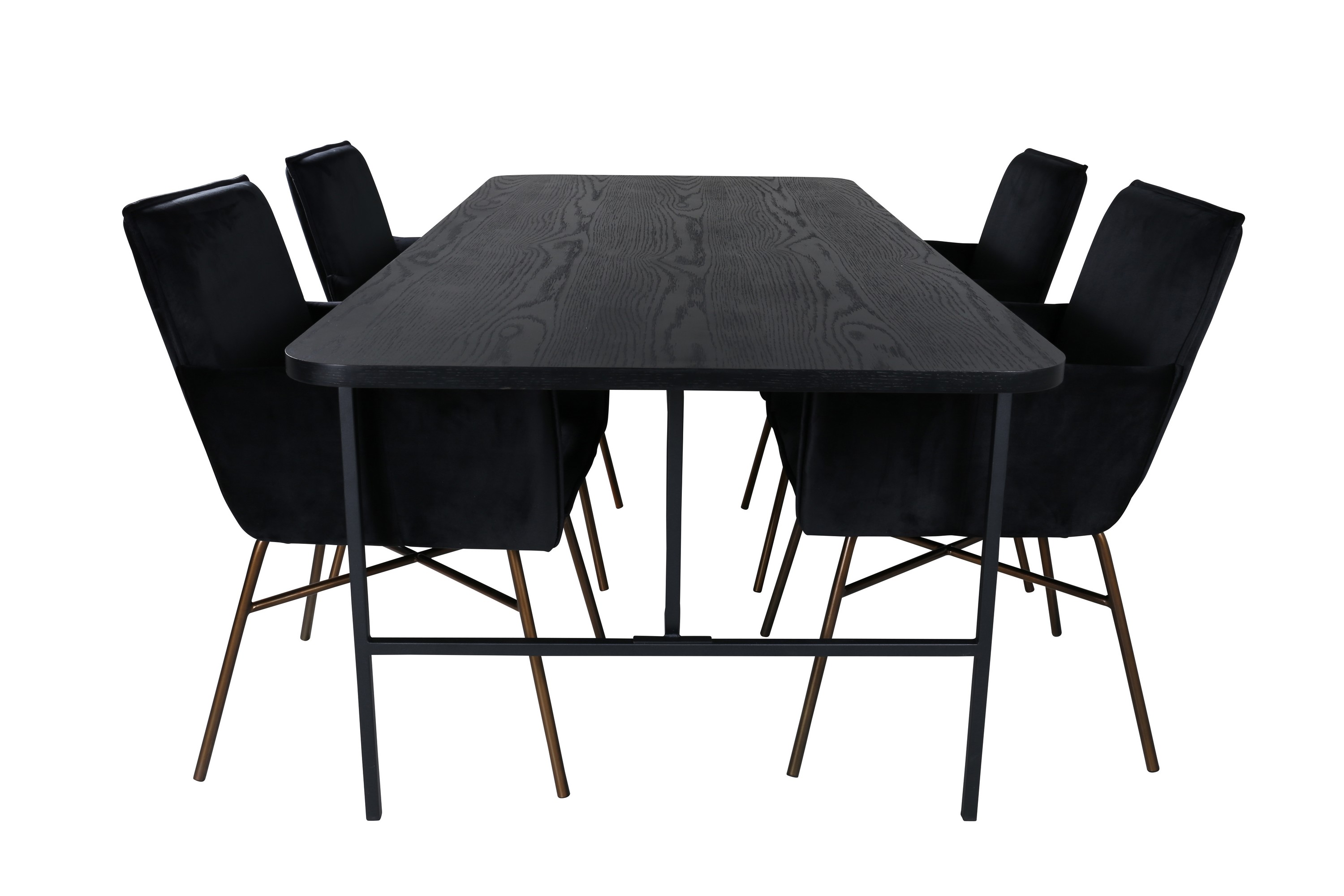 Unos Matgrupp 200 cm Rektangulär med 4 Petra stolar Svart
