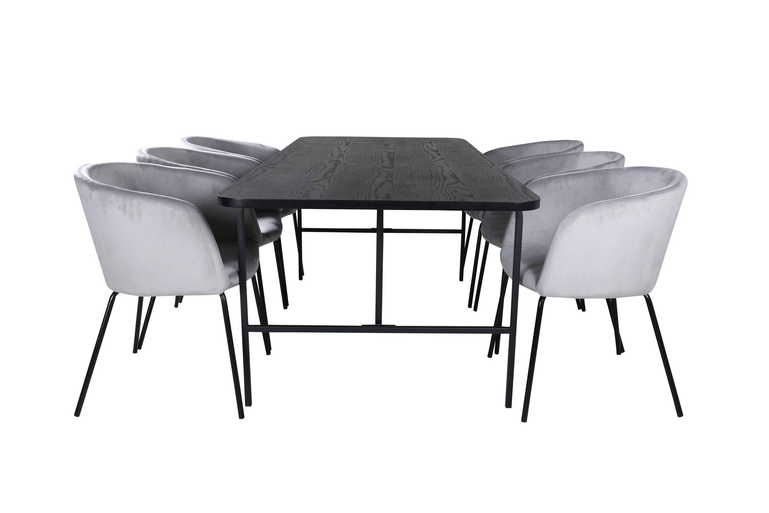 unos matgrupp 200 cm rektangulär med 6 berit stolar - svart