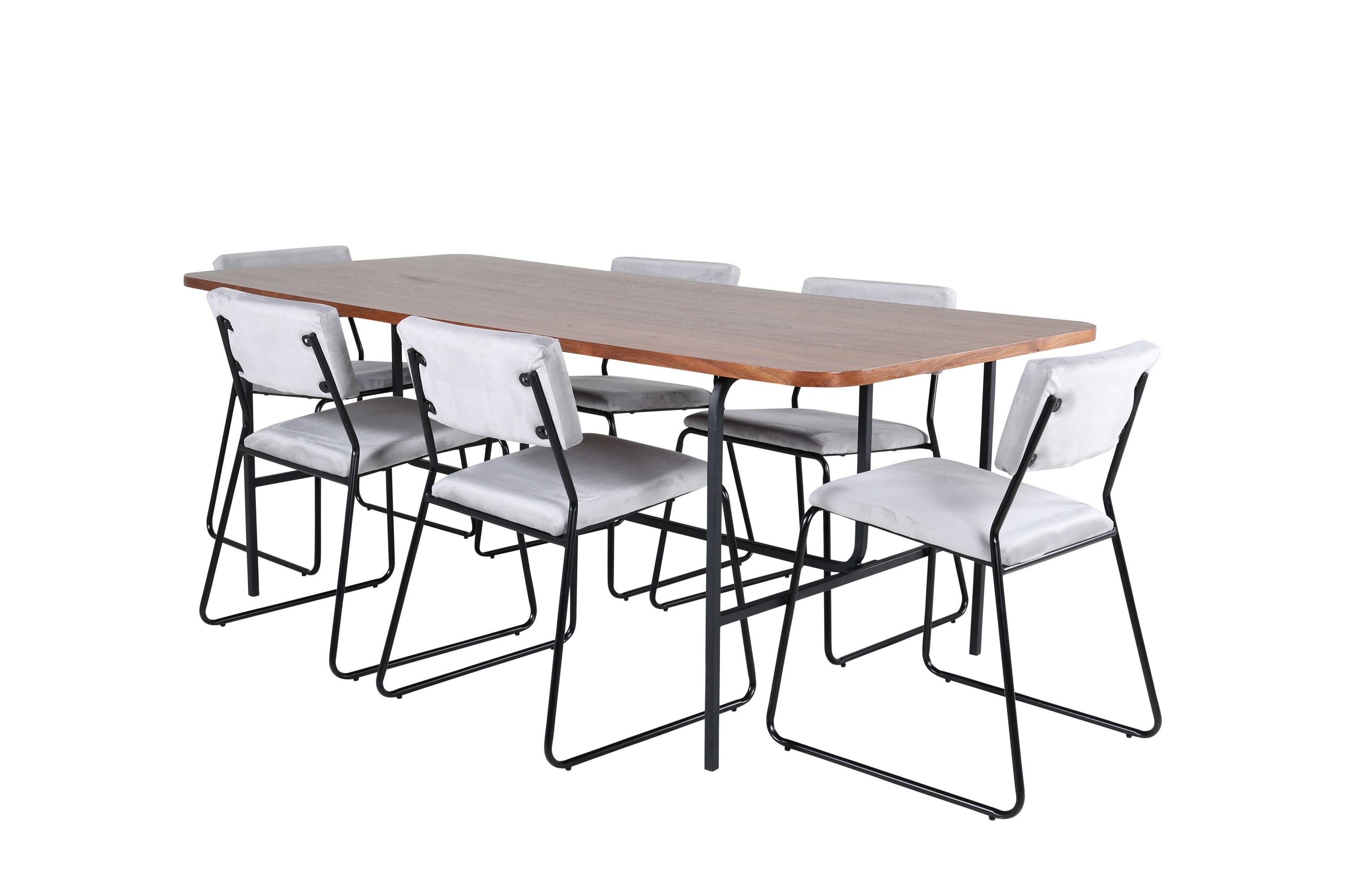 unos matgrupp 200 cm rektangulär med 6 kenth stolar - svart