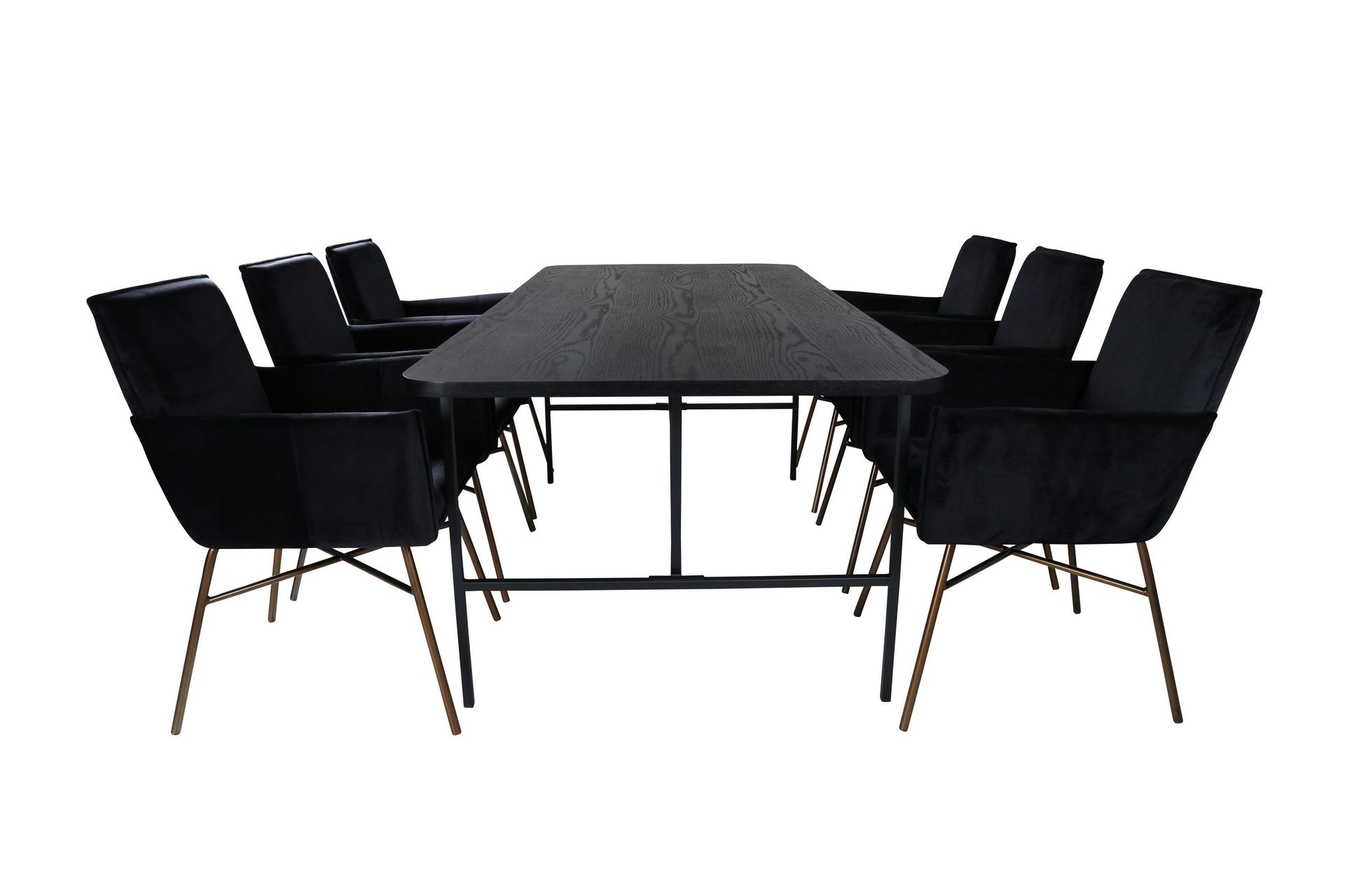 Unos Matgrupp 200 cm Rektangul&auml;r med 6 Petra stolar - Svart