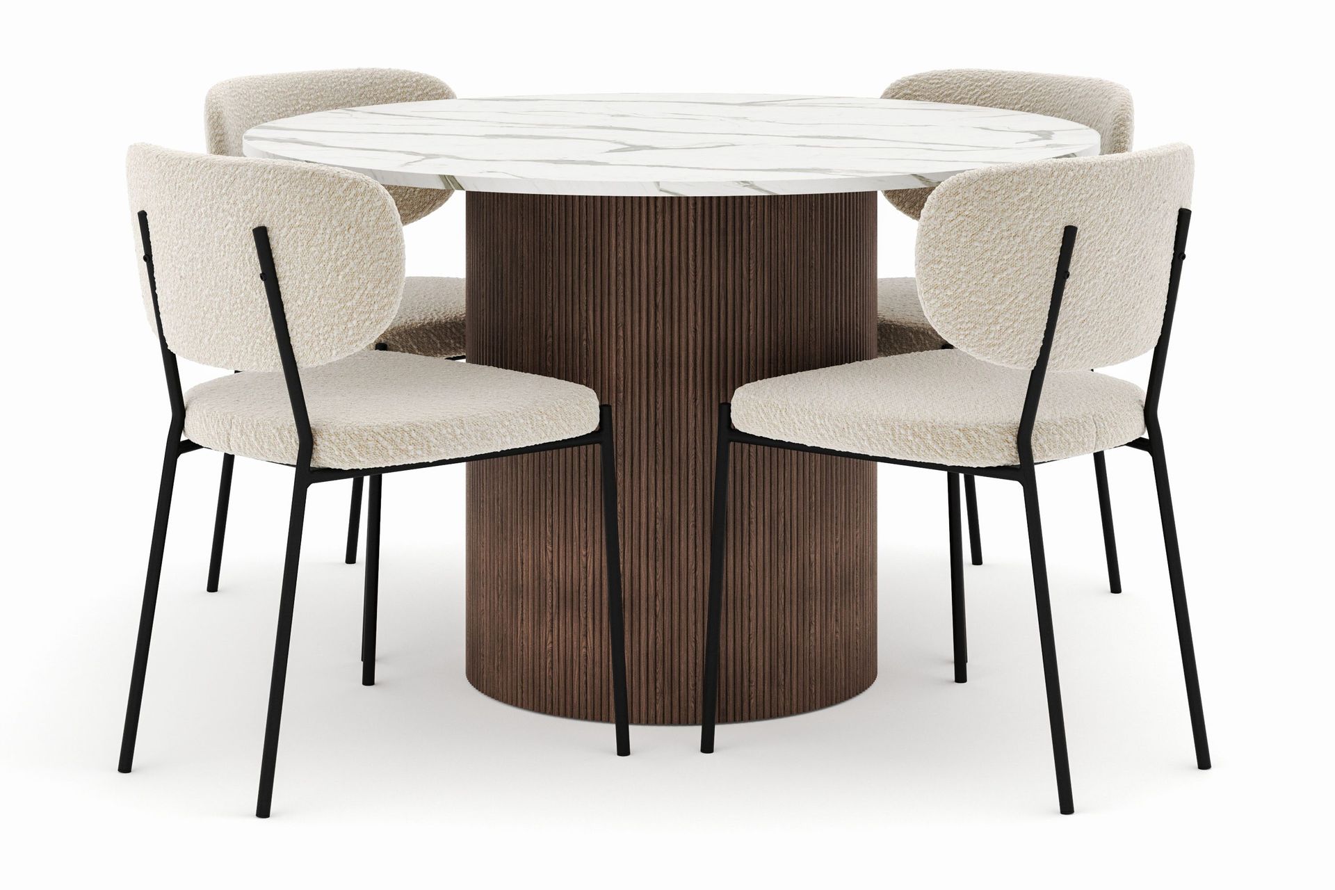 Uppveda Matbord 120 cm Rund med 4 Gemmiano Stolar - Brun