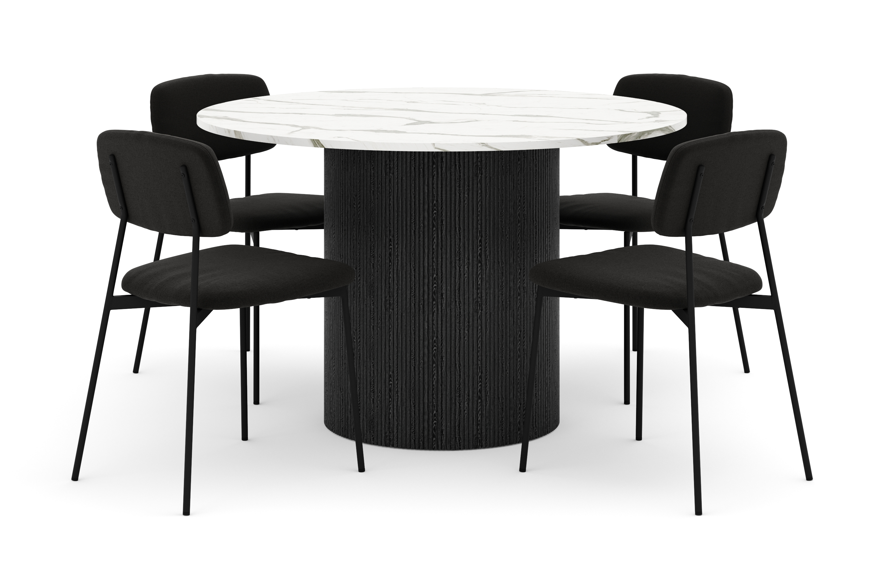 uppveda matbord 120 cm rund med 4 st lowe matstol\svartar - svart/vit