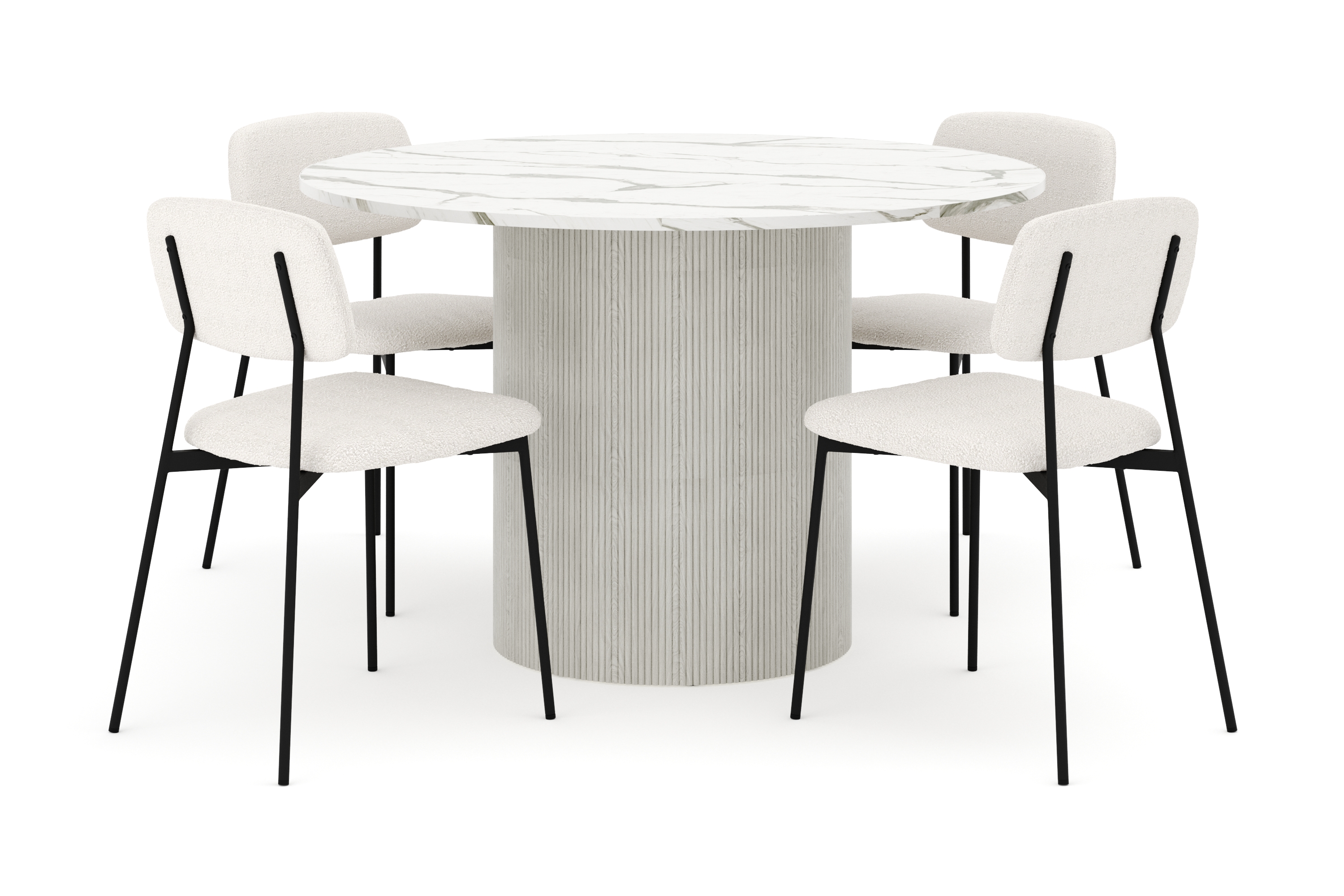 uppveda matbord 120 cm rund med 4 st lowe matstol\svartar - vit