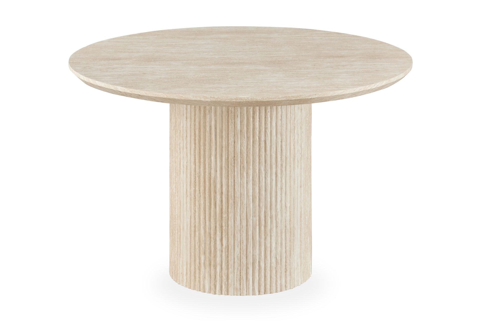 Uppveda Matbord Runt 120 cm Travertin utseende - Beige