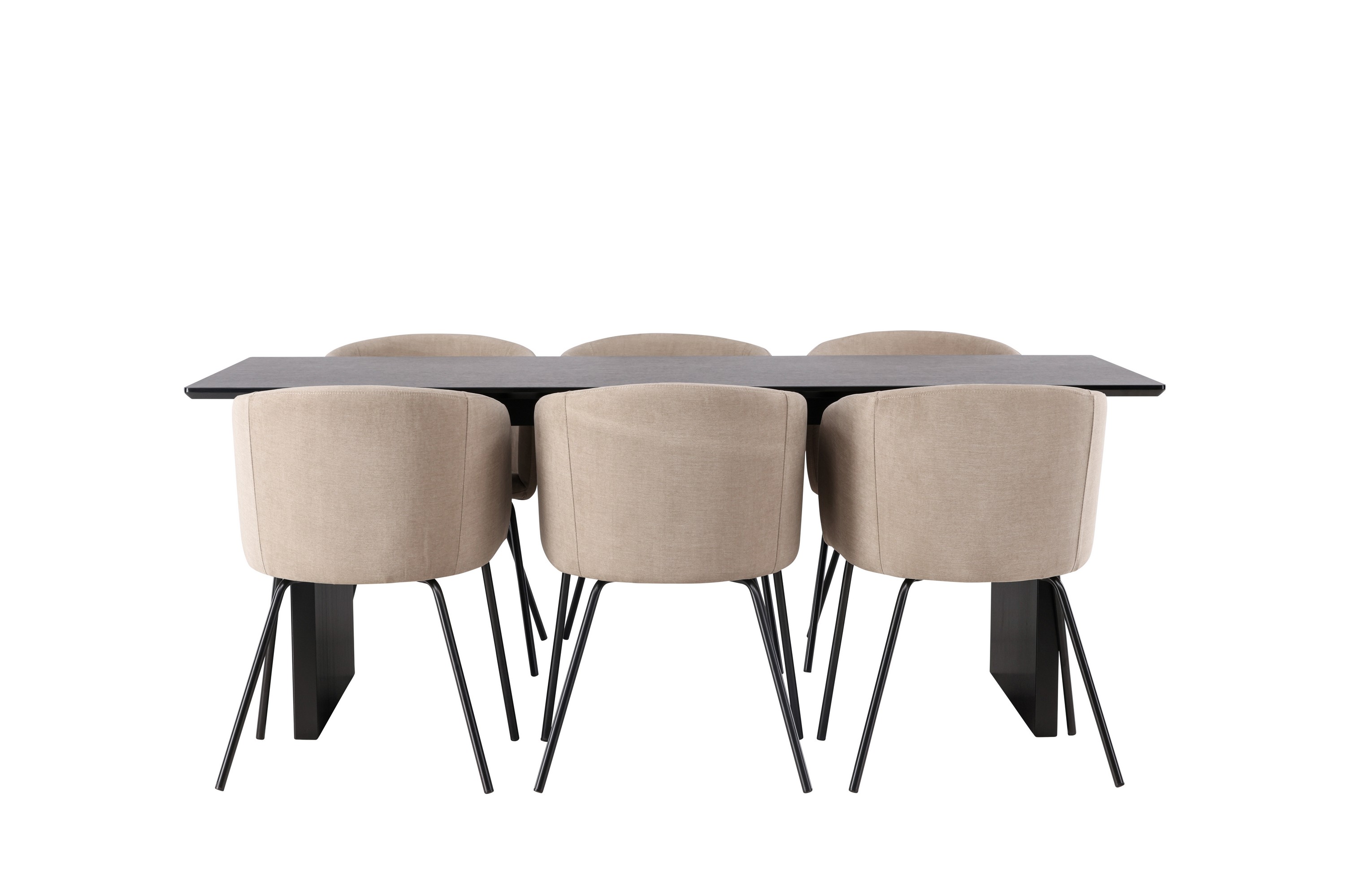 vail matgrupp 200 cm rektangulär med 6 berit stolar - beige