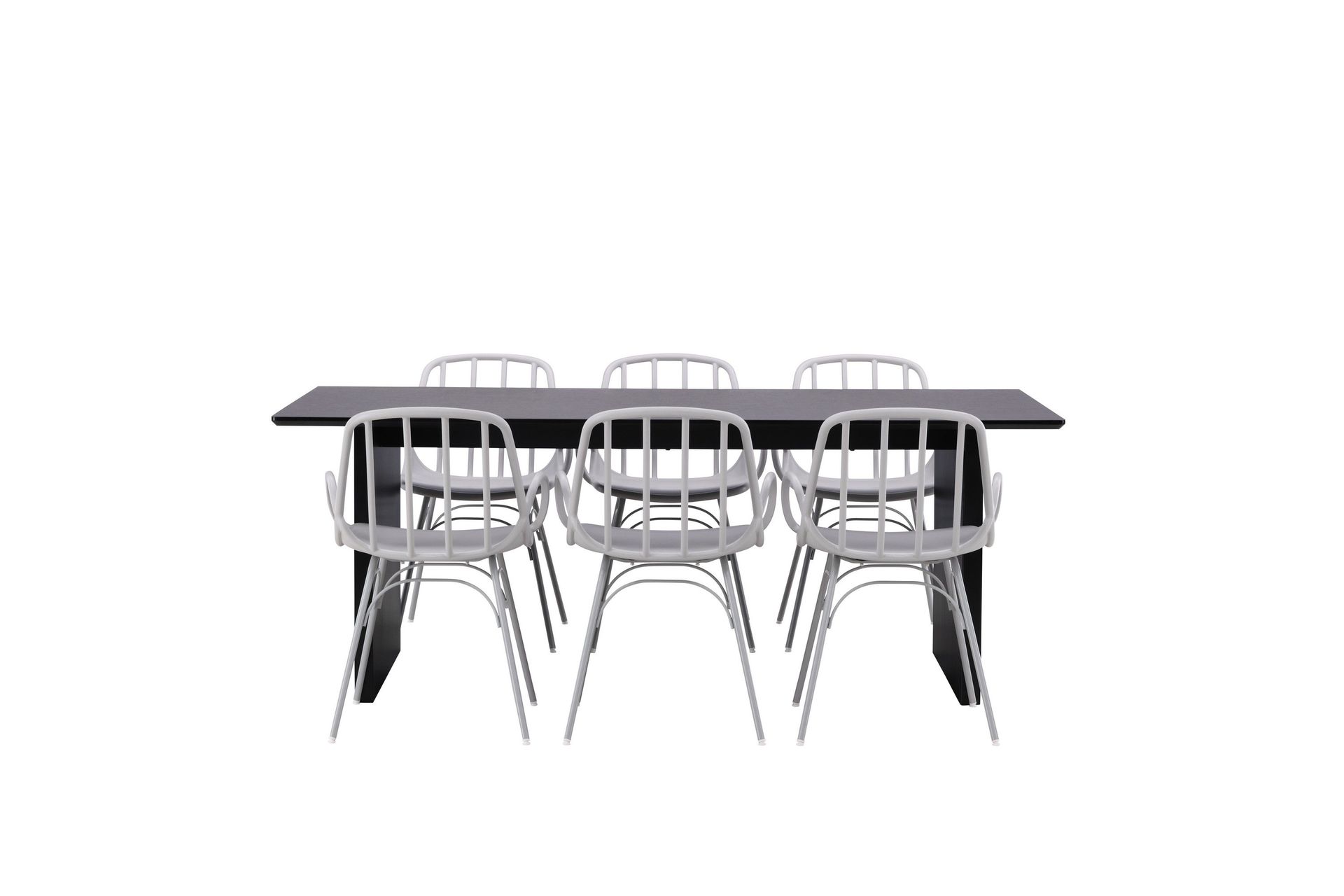 vail matgrupp 200 cm rektangulär med 6 dyrön stolar - svart