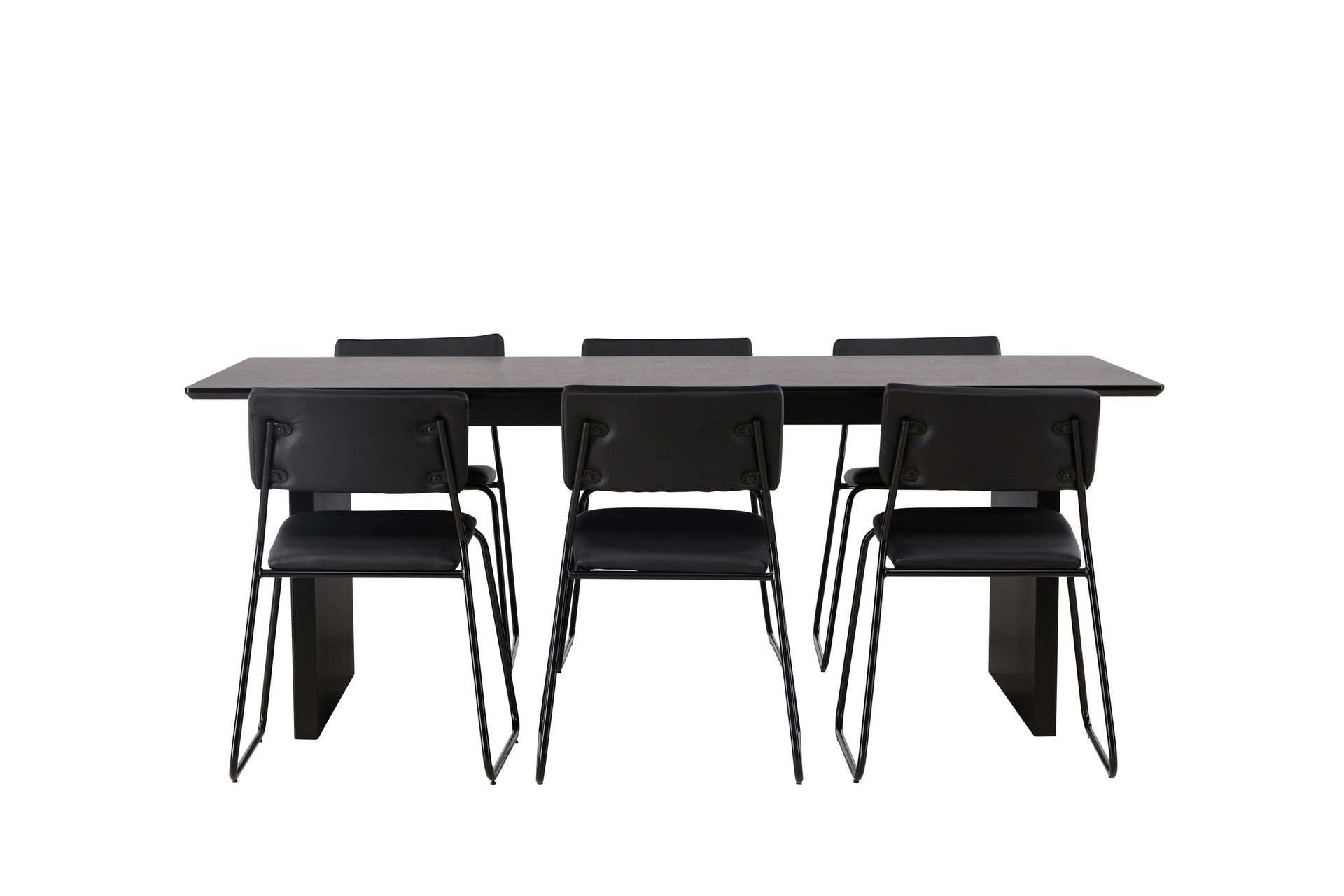 vail matgrupp 200 cm rektangulär med 6 kenth stolar - svart