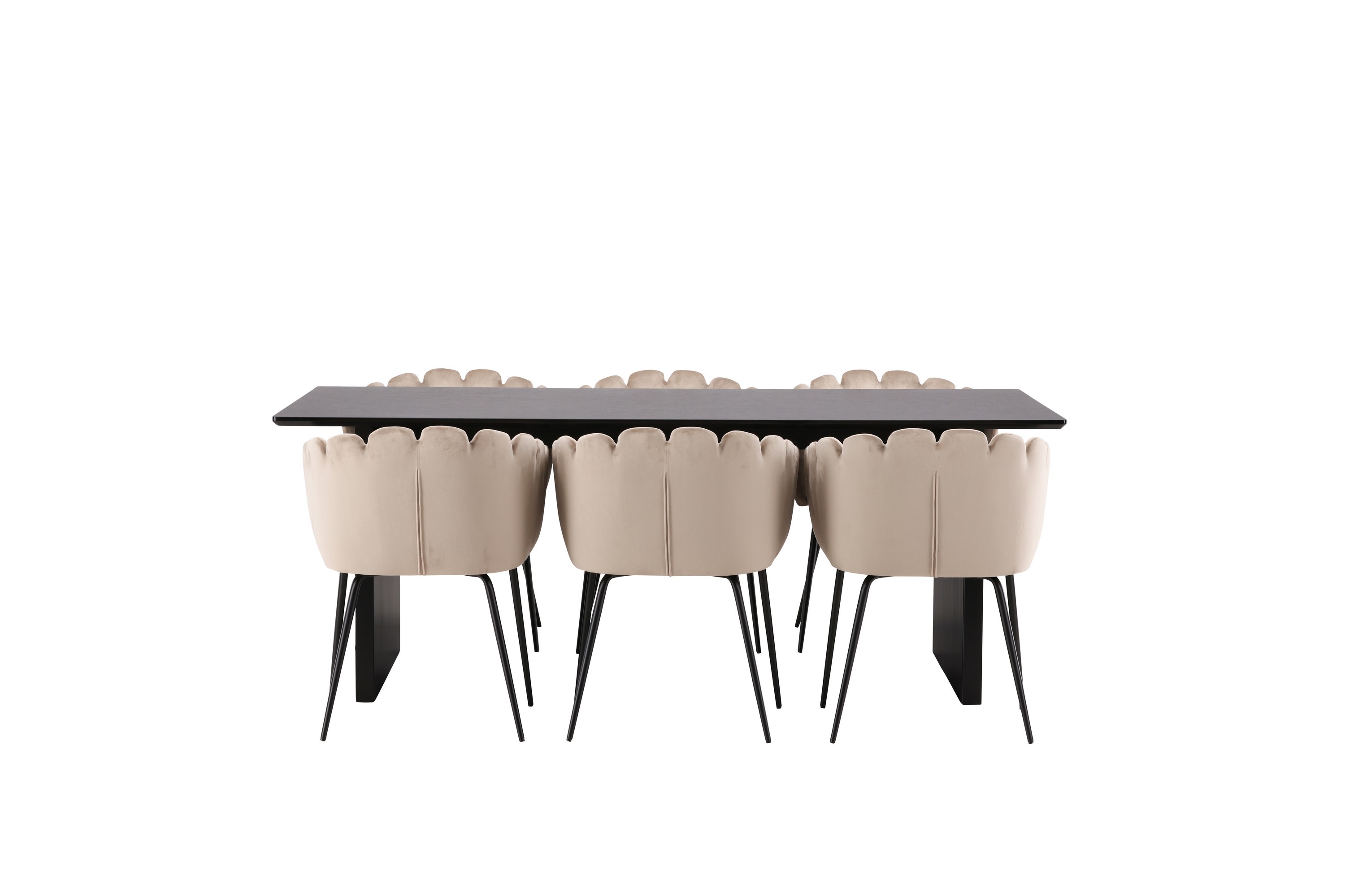 vail matgrupp 200 cm rektangulär med 6 limhamn stolar - beige