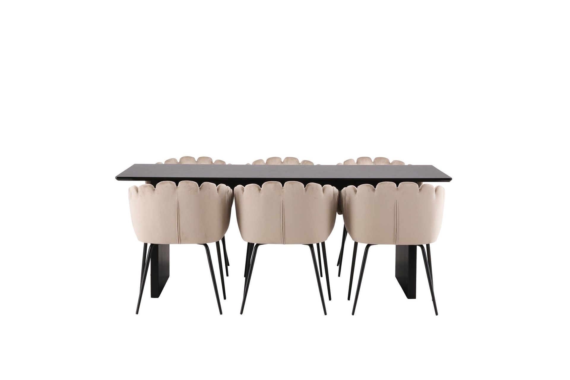 vail matgrupp 200 cm rektangulär med 6 limhamn stolar - beige