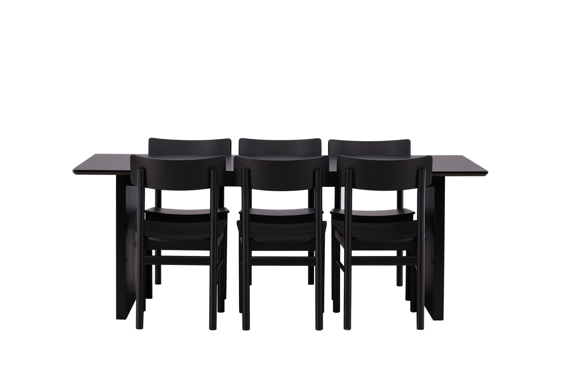 vail matgrupp 200 cm rektangulär med 6 montros stolar - svart