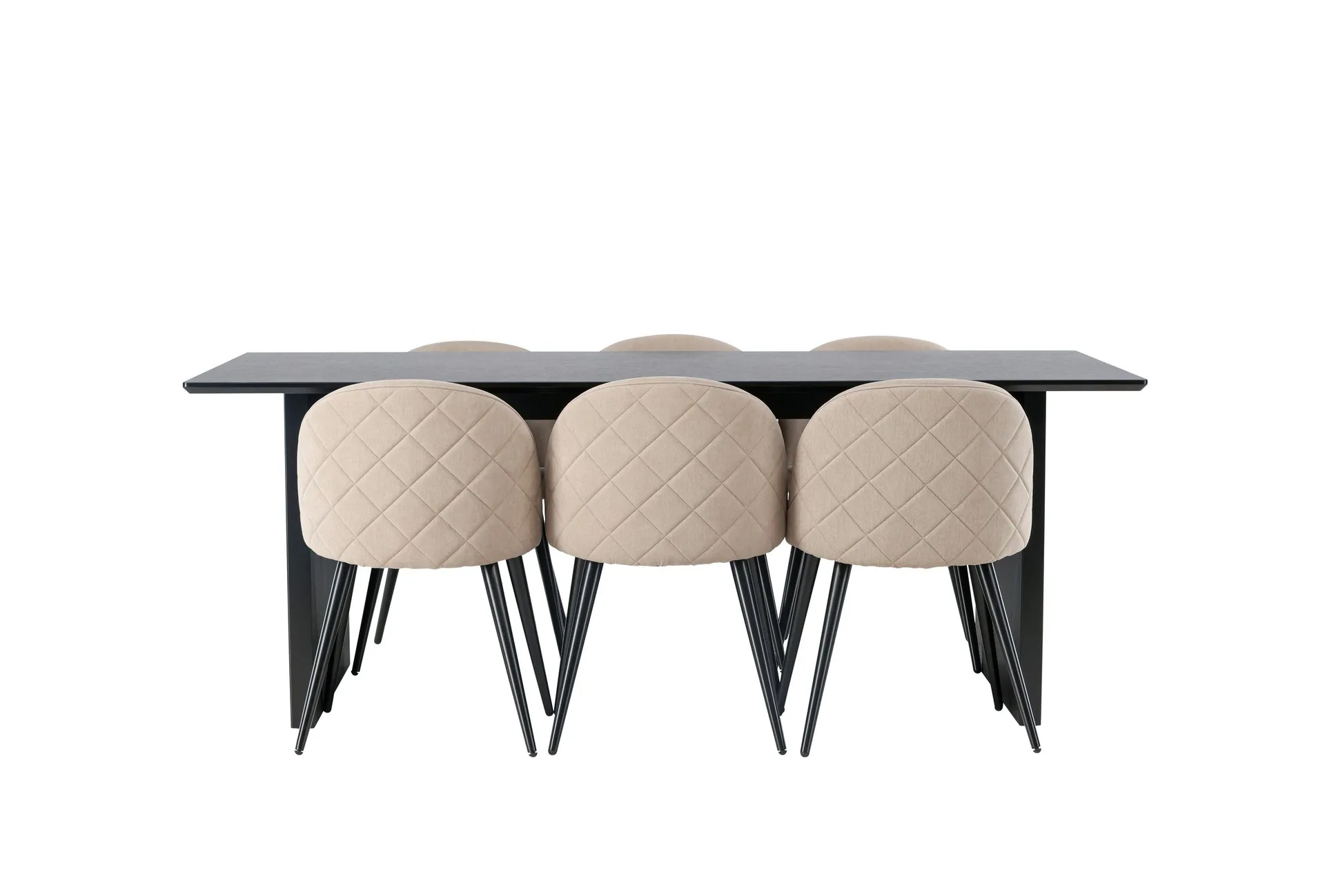 Vail Matgrupp 200 cm Rektangul&auml;r med 6 Velvet stolar - Beige