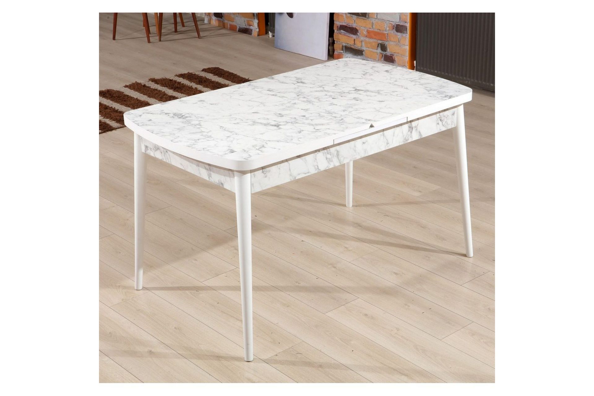 valric matbord 132 cm rektangulär - vit/grå