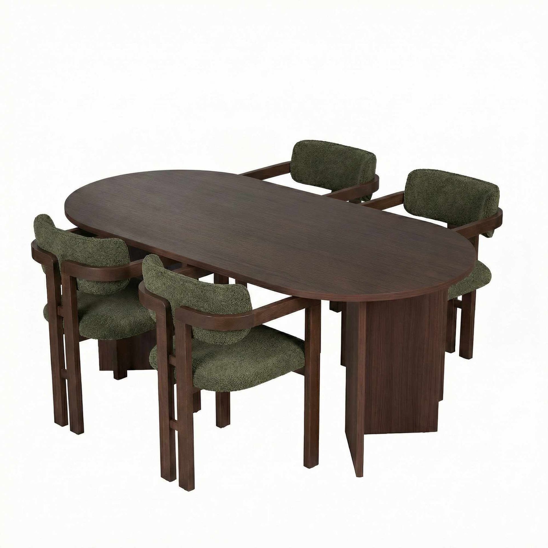 Vintar Matbord- och stolset 180x75x90 cm 5 delar - Milano Walnut, Dark Walnut, Green