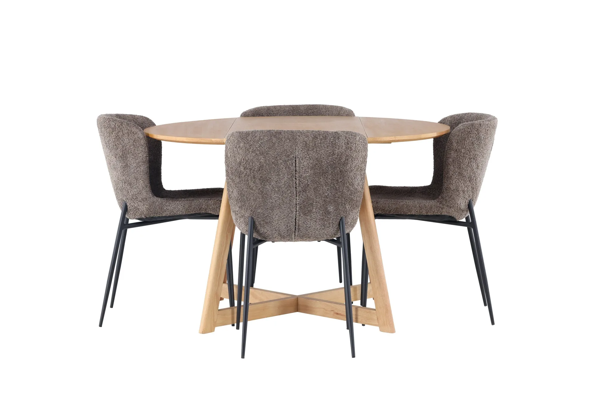 Yakidon Matgrupp 120 cm Rund med 4 Modesto stolar - Brun