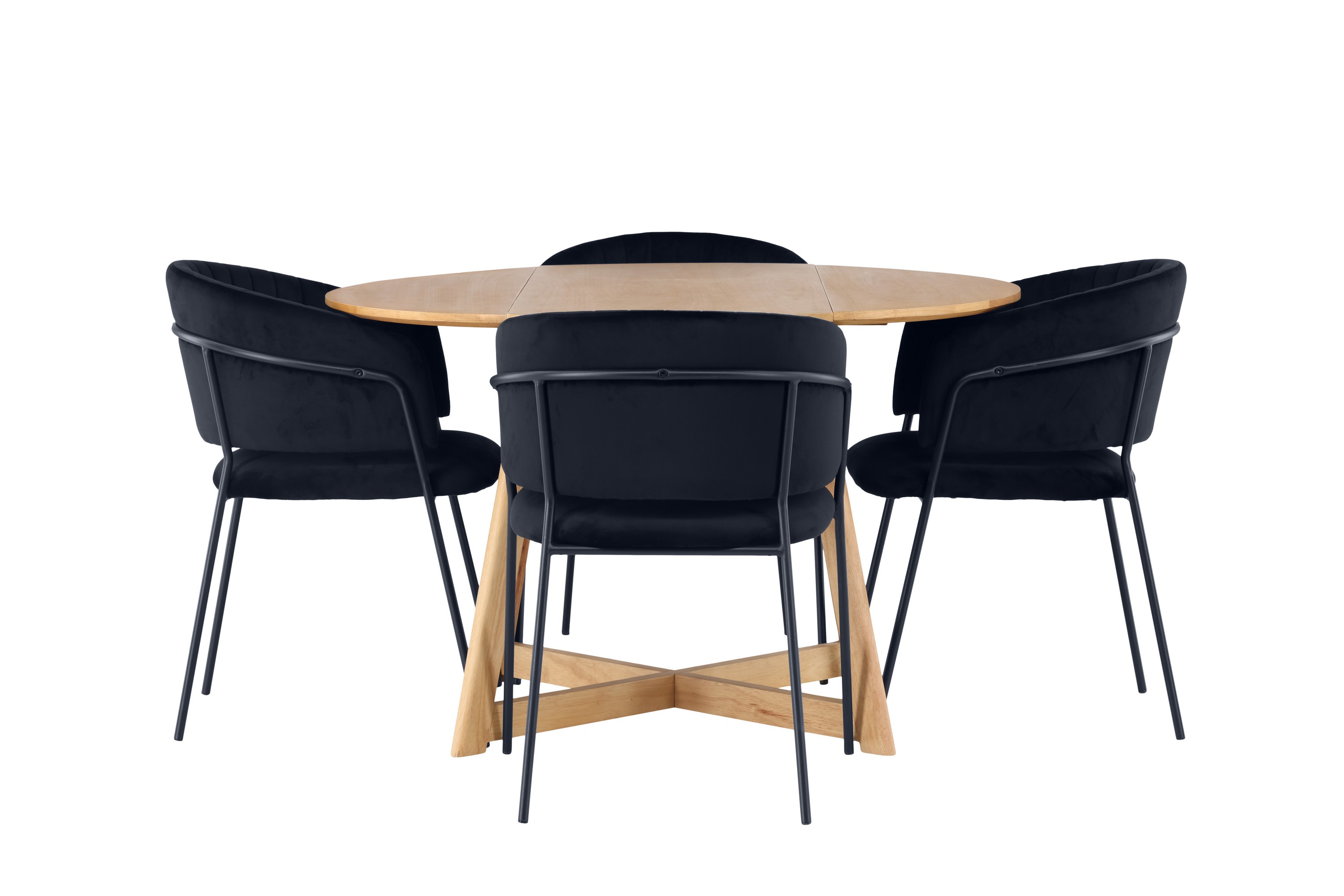Yakidon Matgrupp 120 cm Rund med 4 Selma Stolar Svart