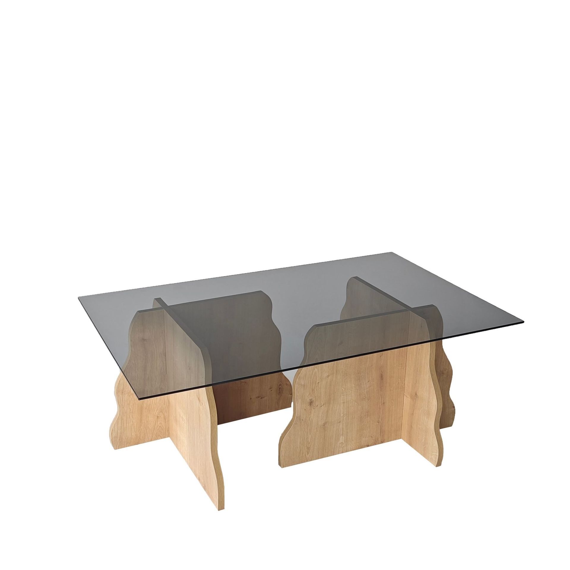 Zevric Soffbord 65x105 cm Rektangul&auml;r Glas - Safir Ek Och R&ouml;kt