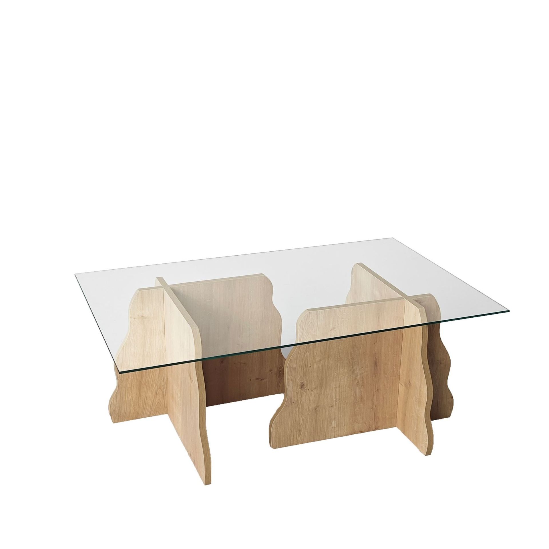 Zevric Soffbord 65x105 cm Rektangul&auml;r Glas - Safir Ek Och Transparent