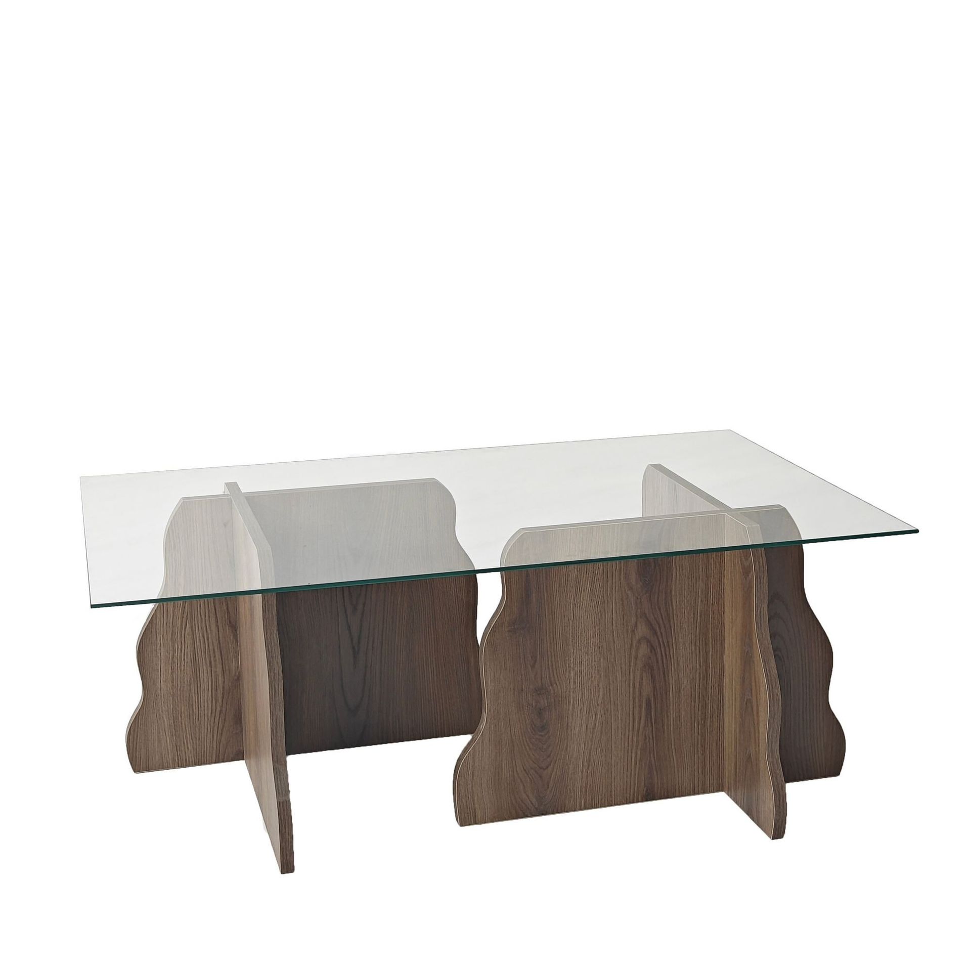 Zevric Soffbord 65x105 cm Rektangul&auml;r Glas - Valn&ouml;t Och Transparent