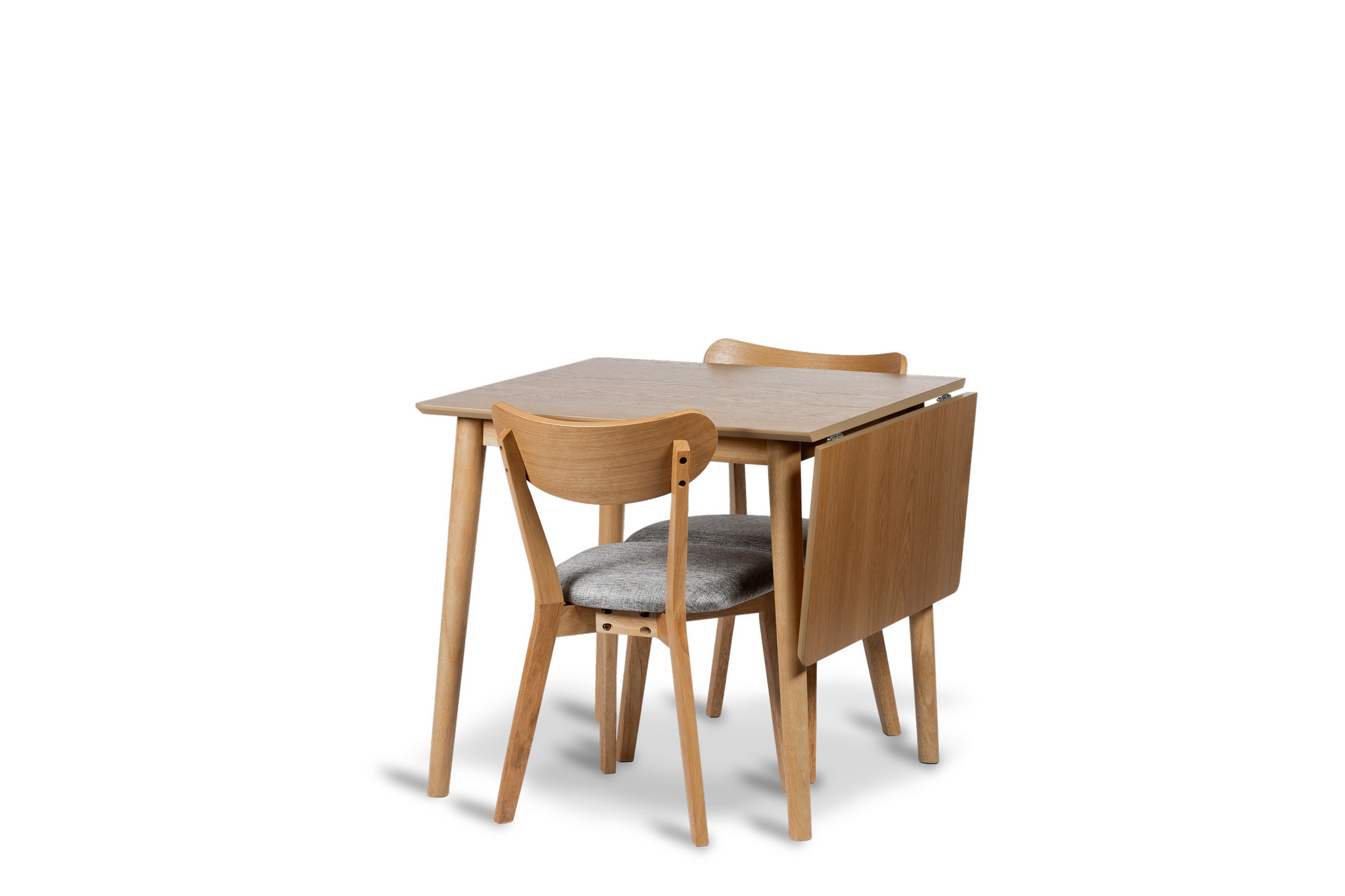 åland förlängningsbar matgrupp 80-120 cm med 2 åland stolar - brun/natur