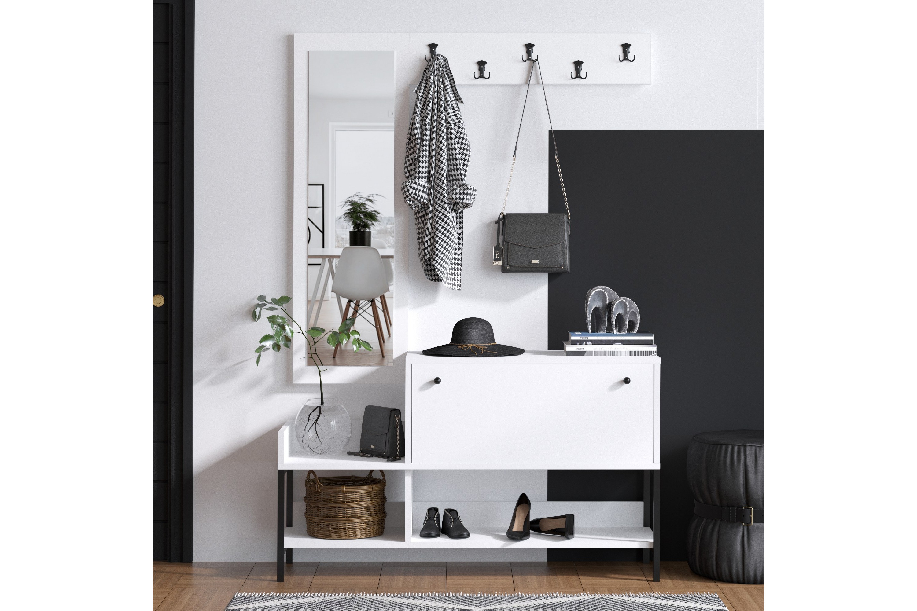 Hallmöbelset Lopp Vit/Svart Hanah Home