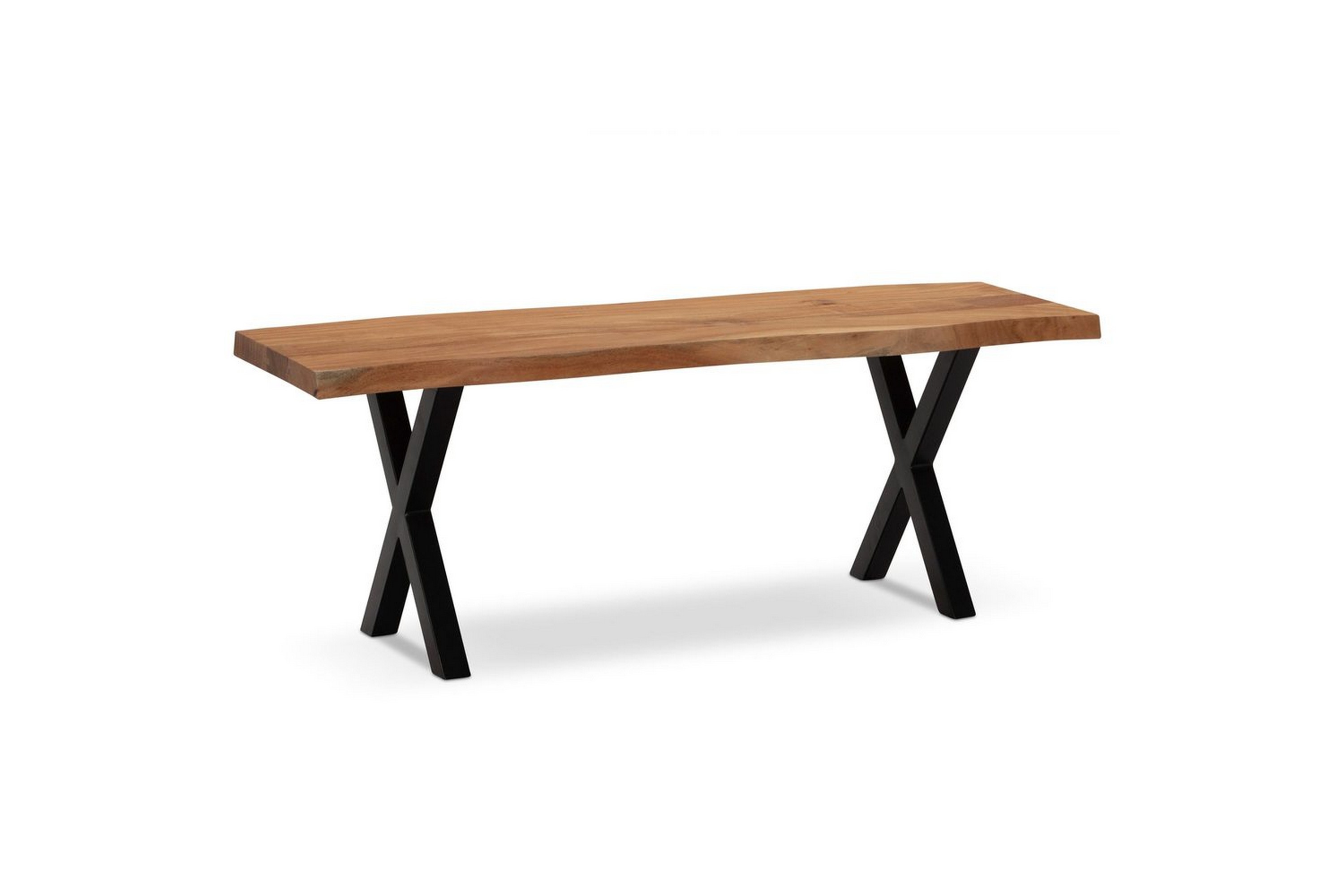 kapprumsbänk wohnling massivt akaciaträ 120 cm träkant hall svart, x-ram - svart, x-ram