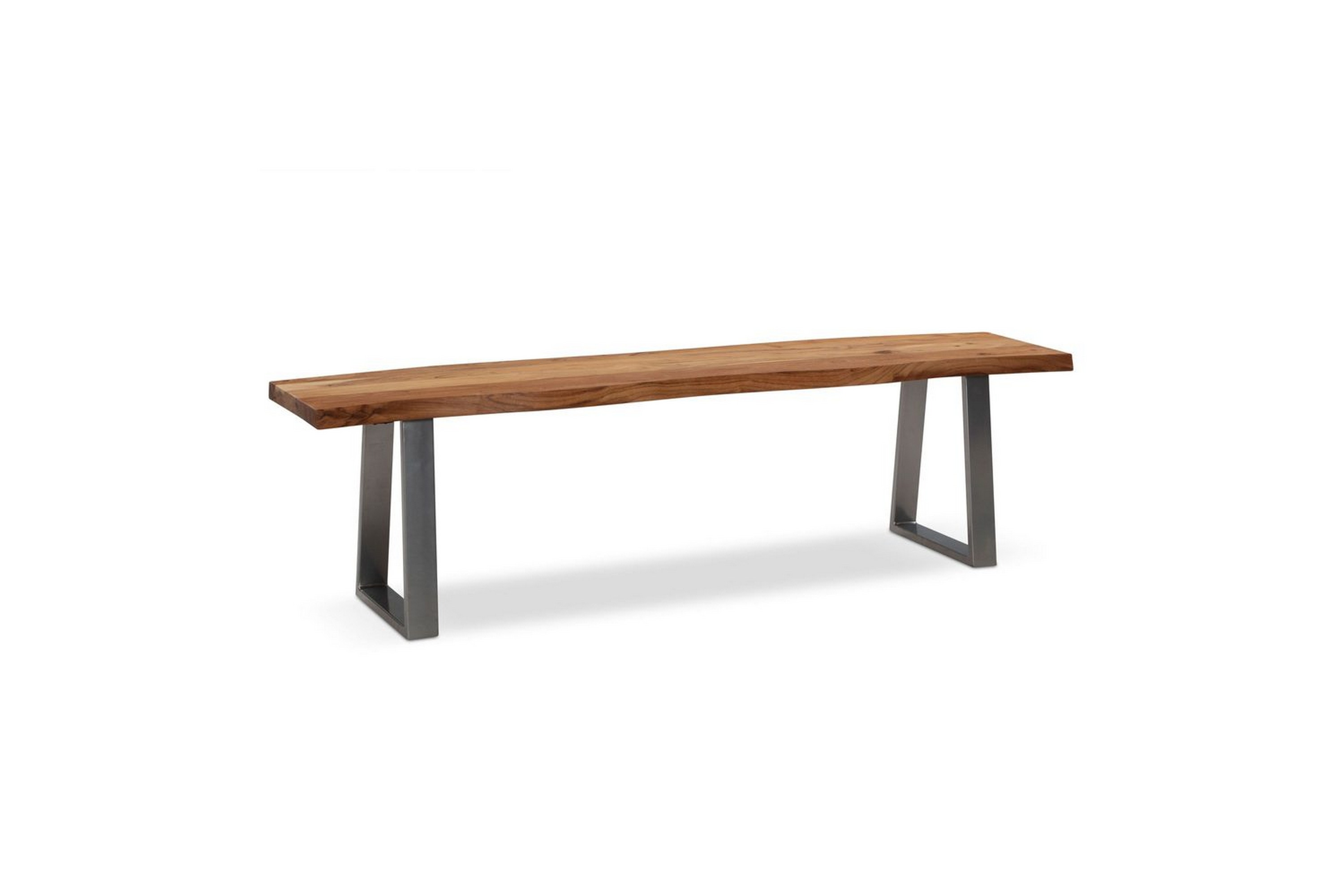 matbänk wohnling massivt trä med metallben träd kant lantligt silver, rak, 180 cm - silver, rak, 180 cm