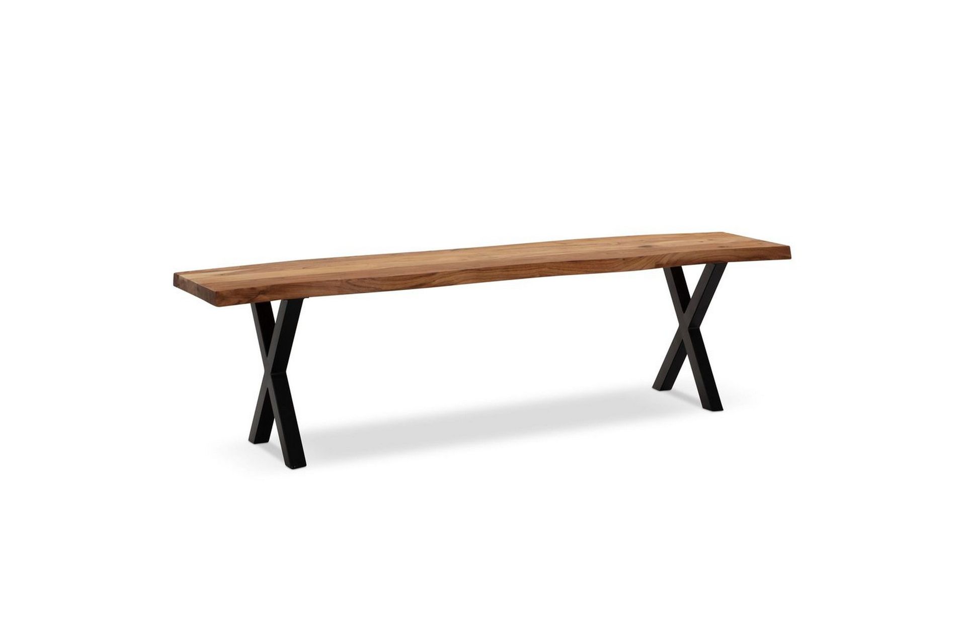 Matb&auml;nk Wohnling Massivt tr&auml; med metallben tr&auml;d kant lantligt Svart, korsad, 160 cm - Svart, korsad, 160 cm