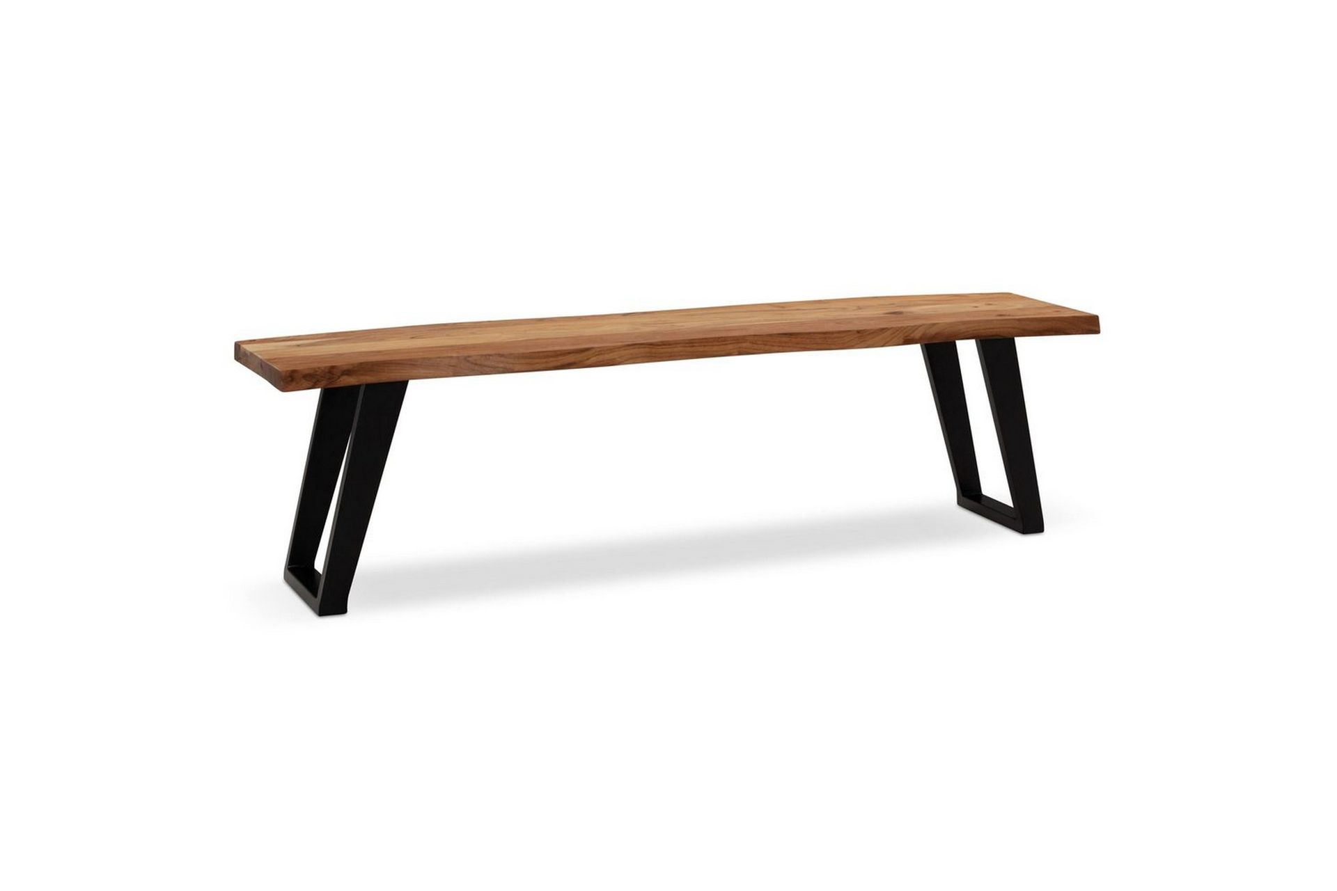 Matb&auml;nk Wohnling Massivt tr&auml; med metallben tr&auml;d kant lantligt Svart, vinklad, 160 cm - Svart, vinklad, 160 cm