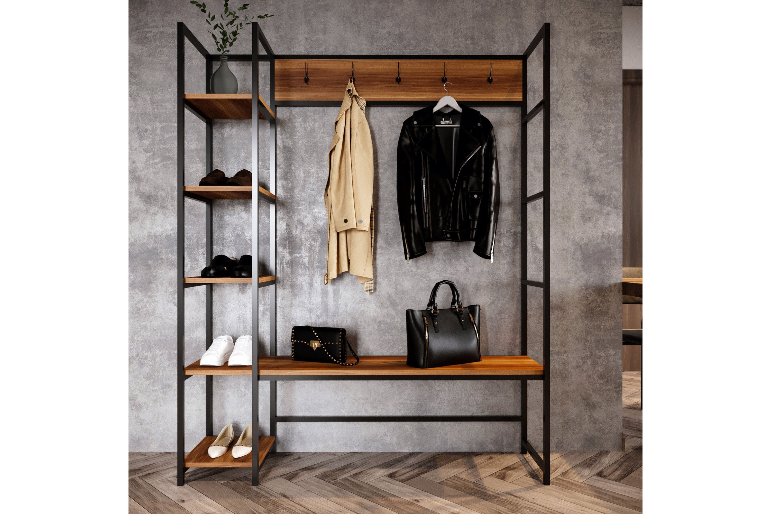 Hallmöbelset Blossoma 145 cm Mörkbrun