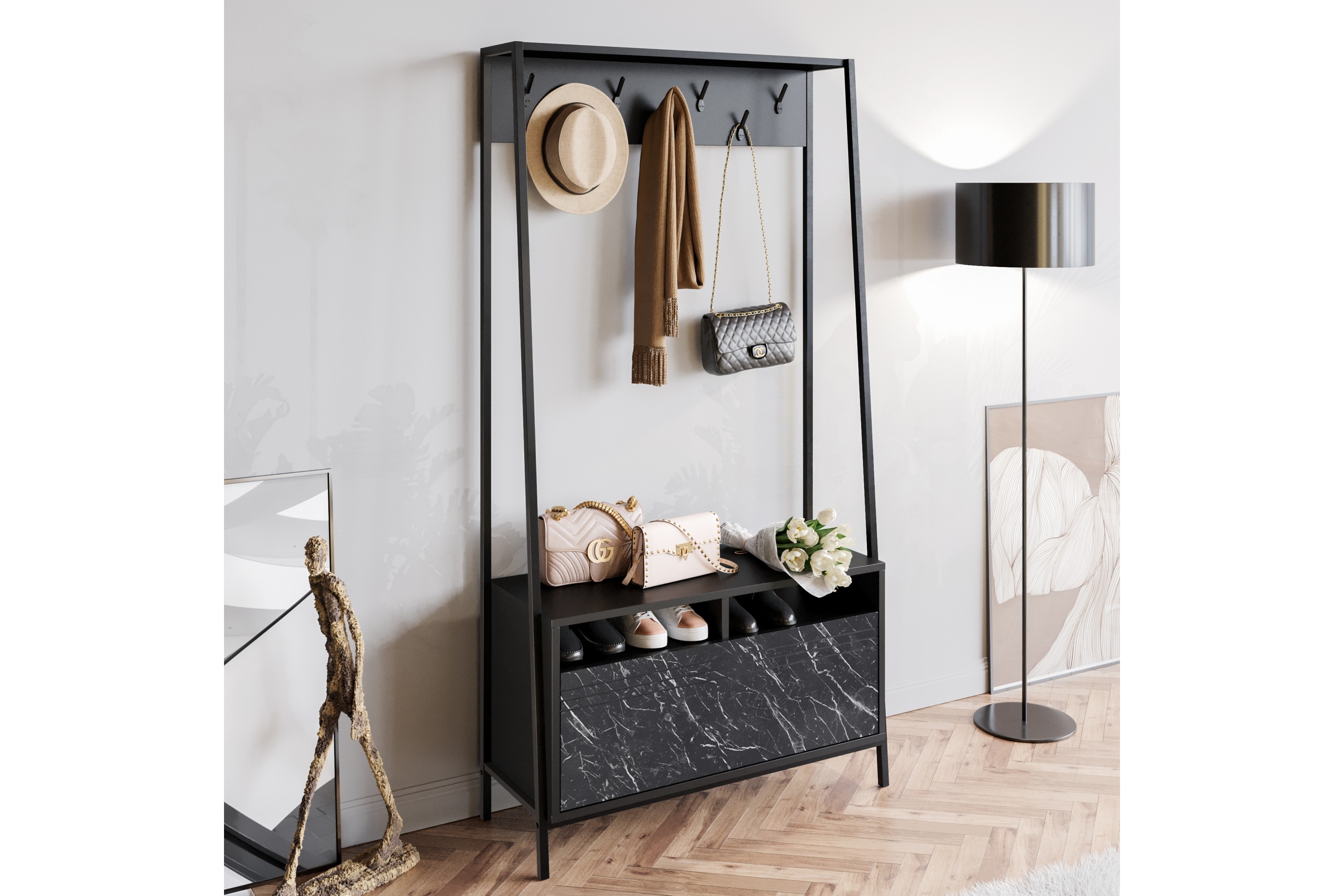 Hallmöbelset Devinne 30 cm Svart