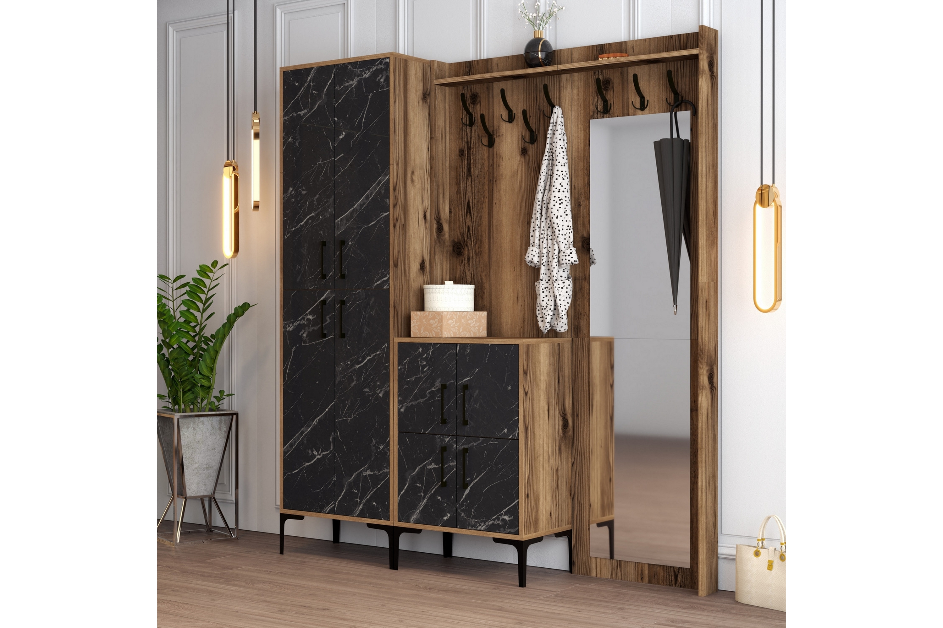 Hallmöbelset Kotzen 180 cm Mörkbrun/Svart